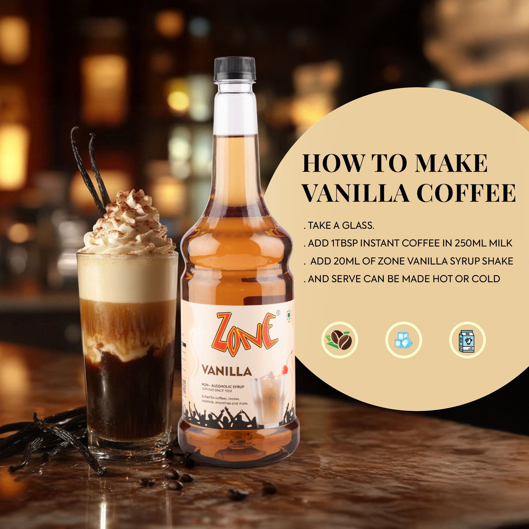 Zone Vanilla Flavoured Syrup 1000ml