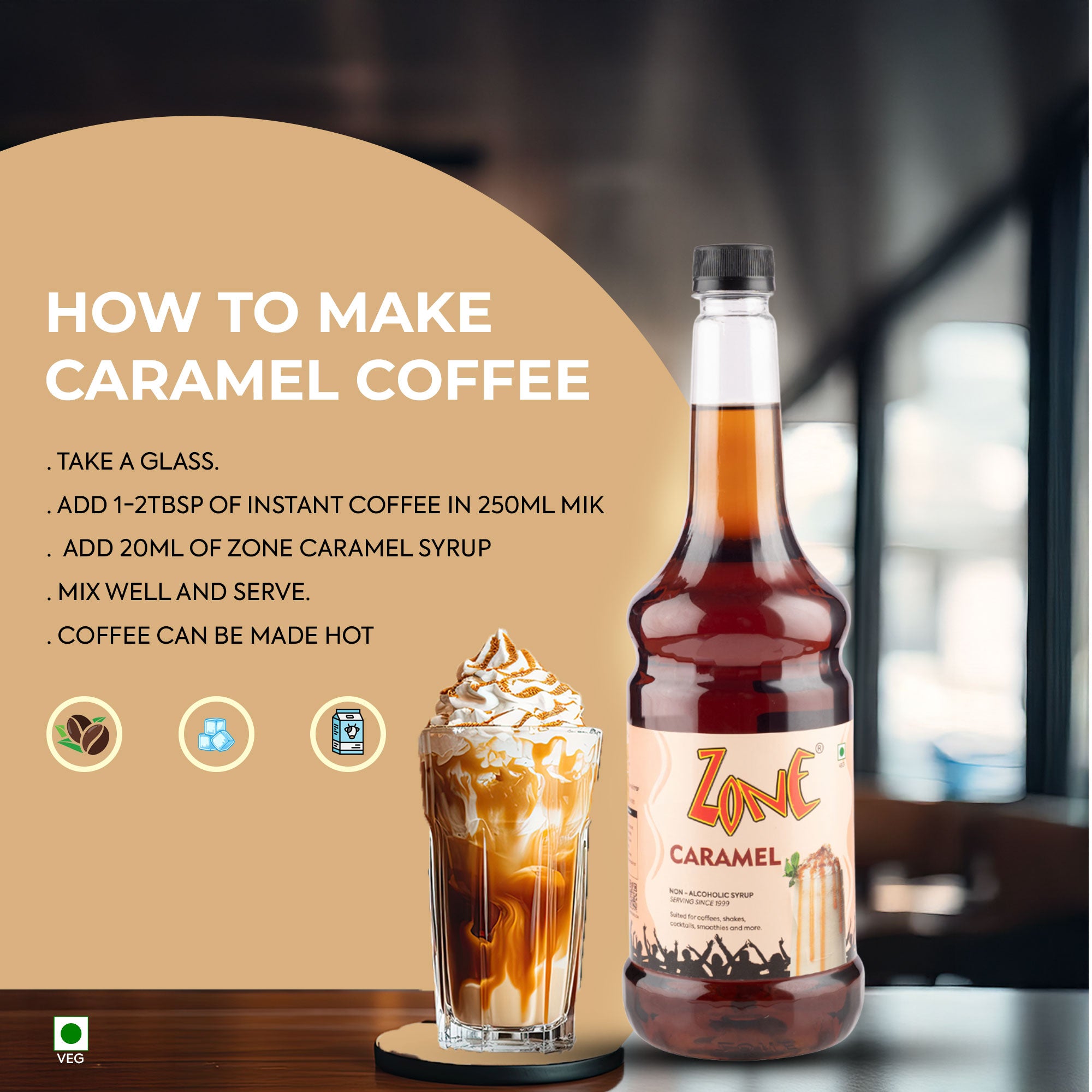 Zone Caramel Flavoured Syrup 1000ml
