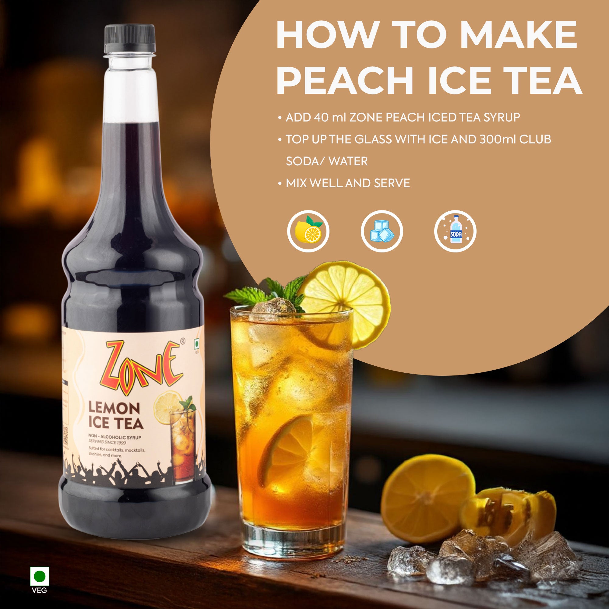 Zone Lemon Ice Tea Flavoured Syrup 1000ml