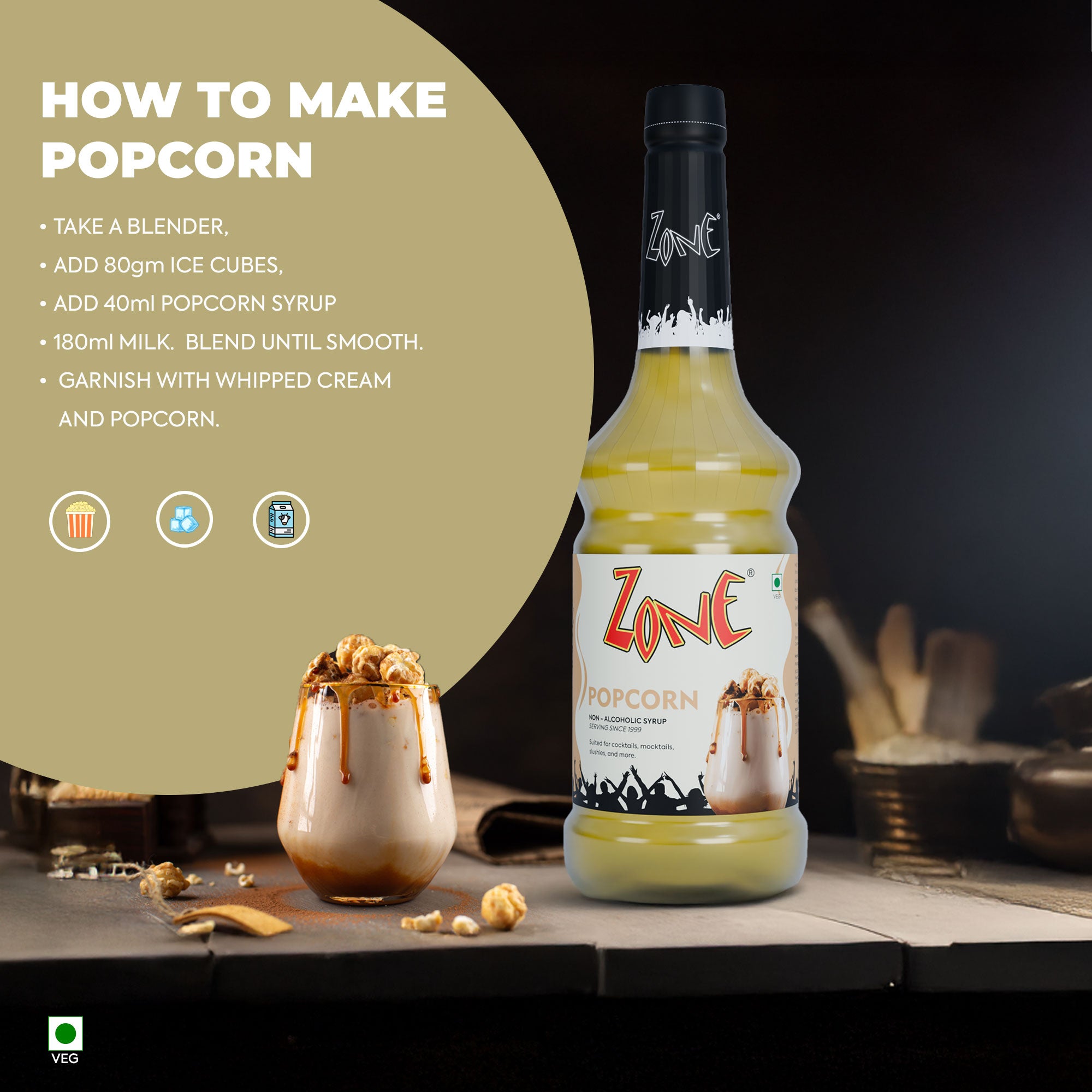 Zone Popcorn Flavoured Syrup 1000ml