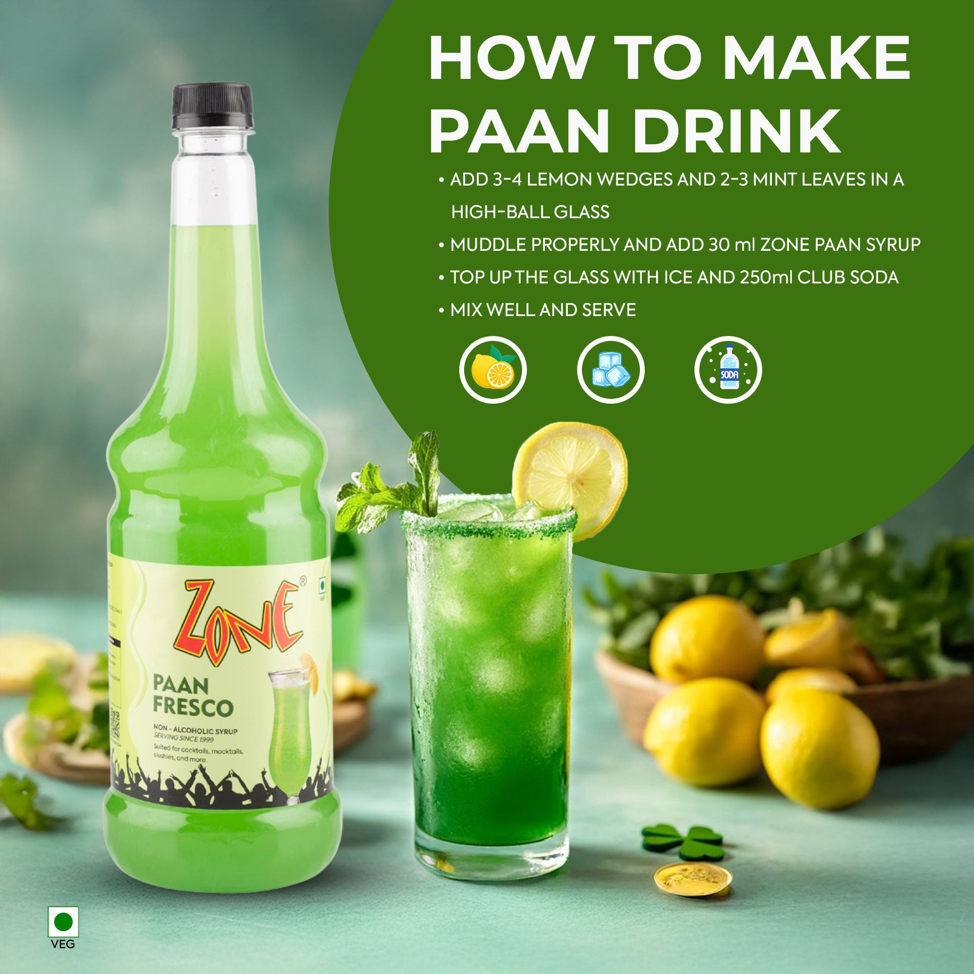 Zone Paan Fresco Flavoured Syrup 1000ml