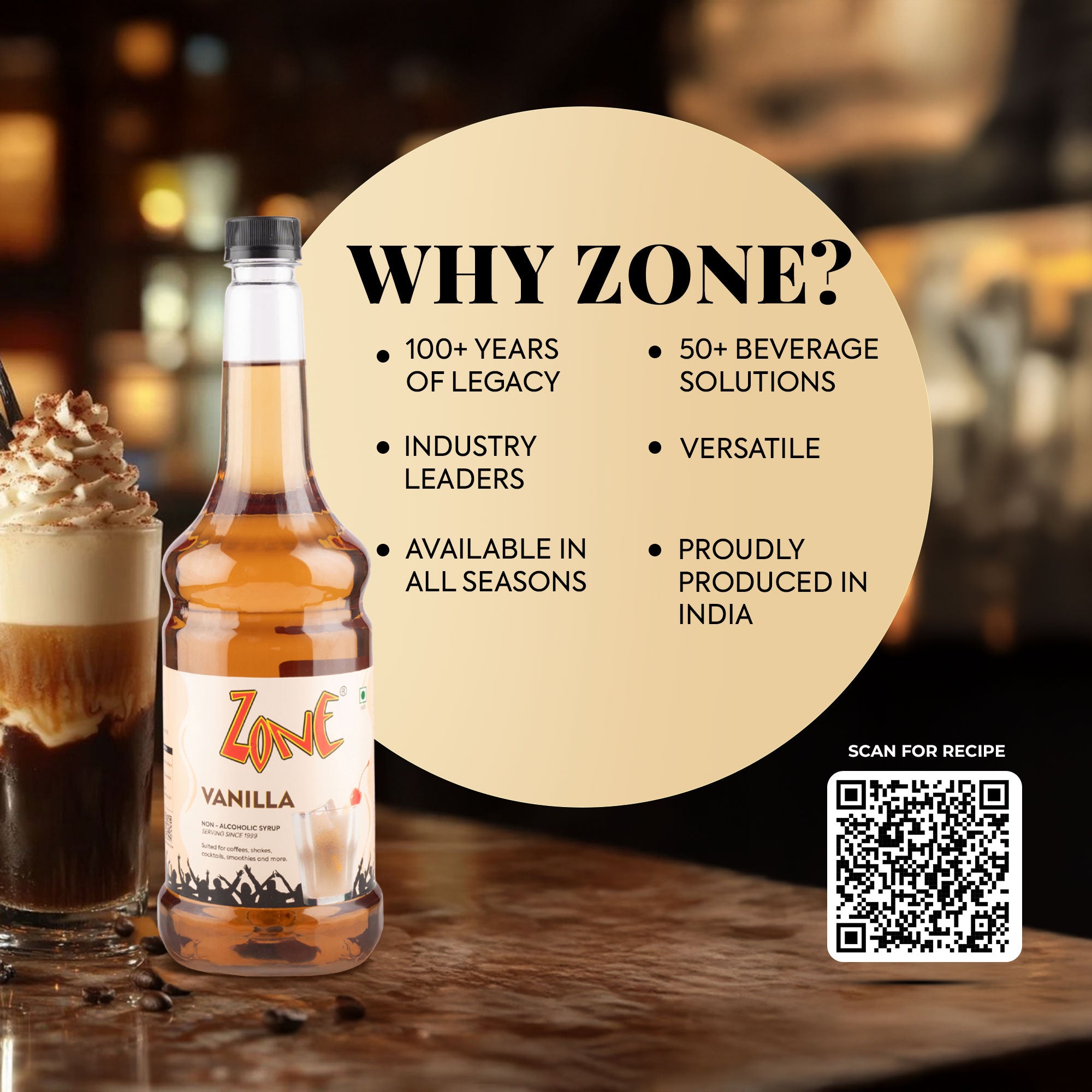 Zone Vanilla Flavoured Syrup 1000ml