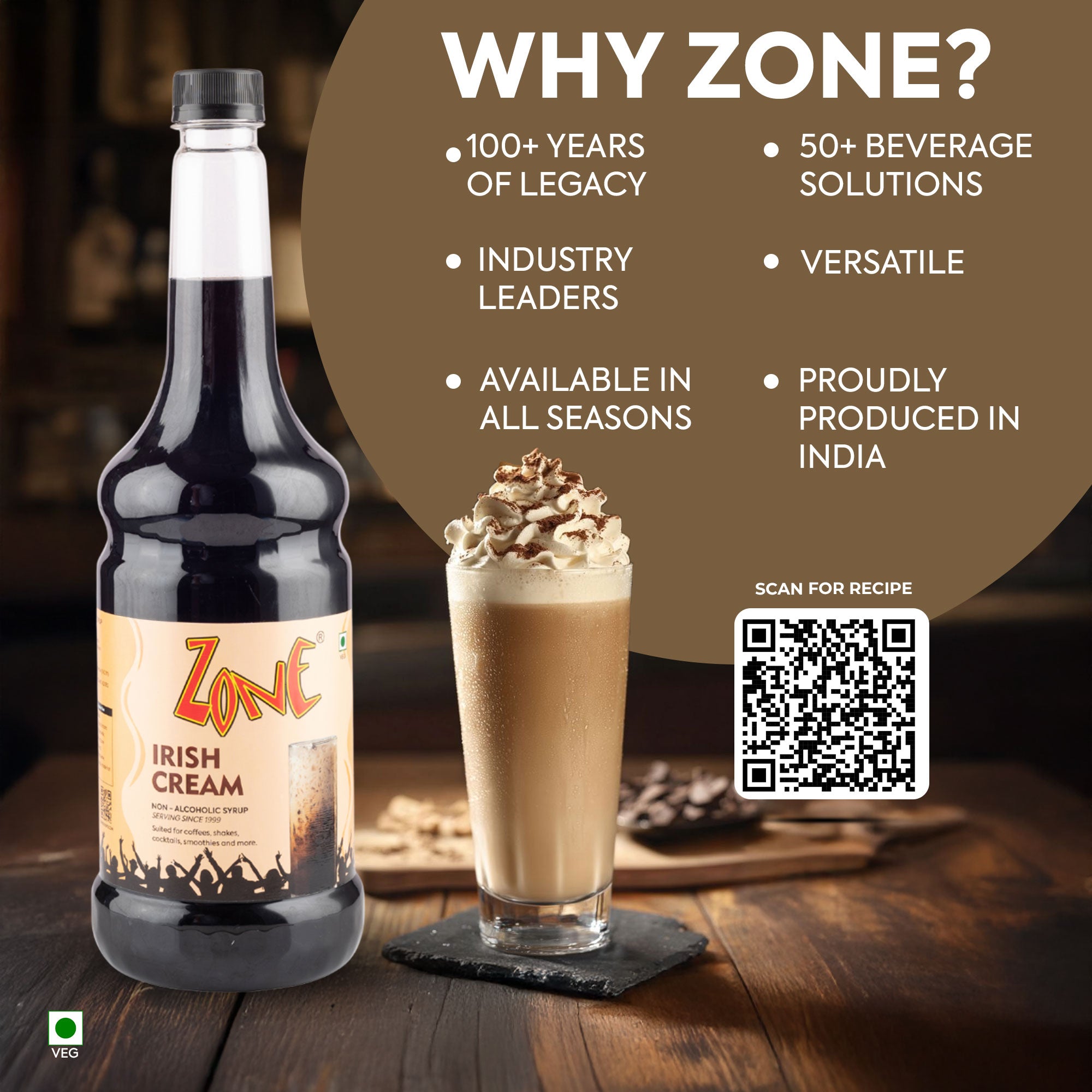 Zone Irish Cream Flavoured Syrup 1000ml