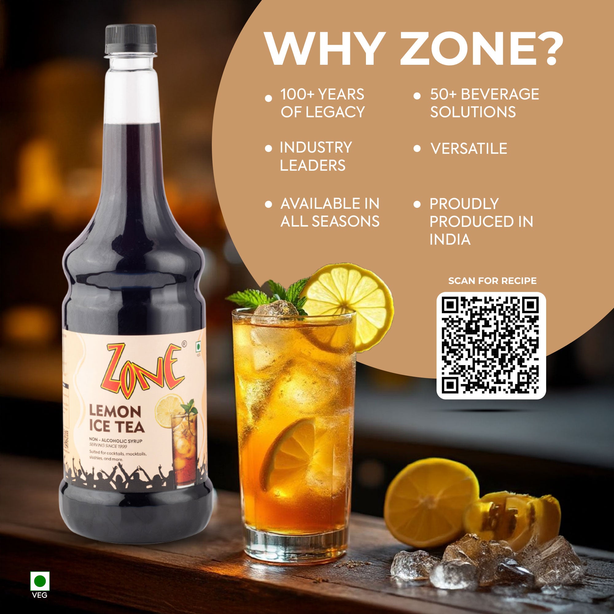 Zone Lemon Ice Tea Flavoured Syrup 1000ml