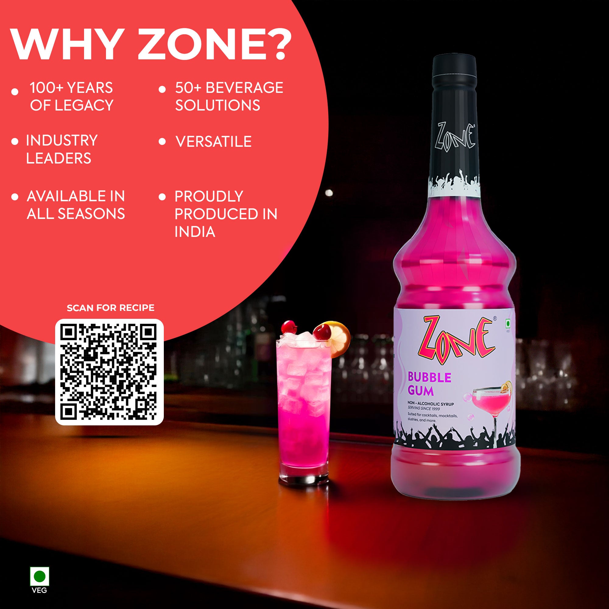 Zone Bubblegum Flavoured Syrup 1000ml