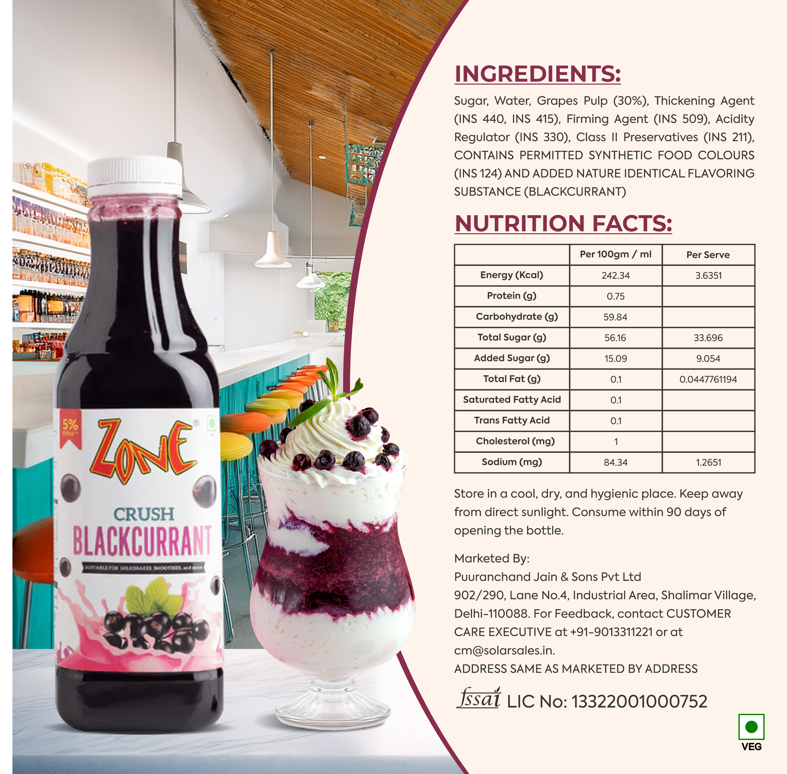 Zone BlackCurrant Flavoured Crush 750ml
