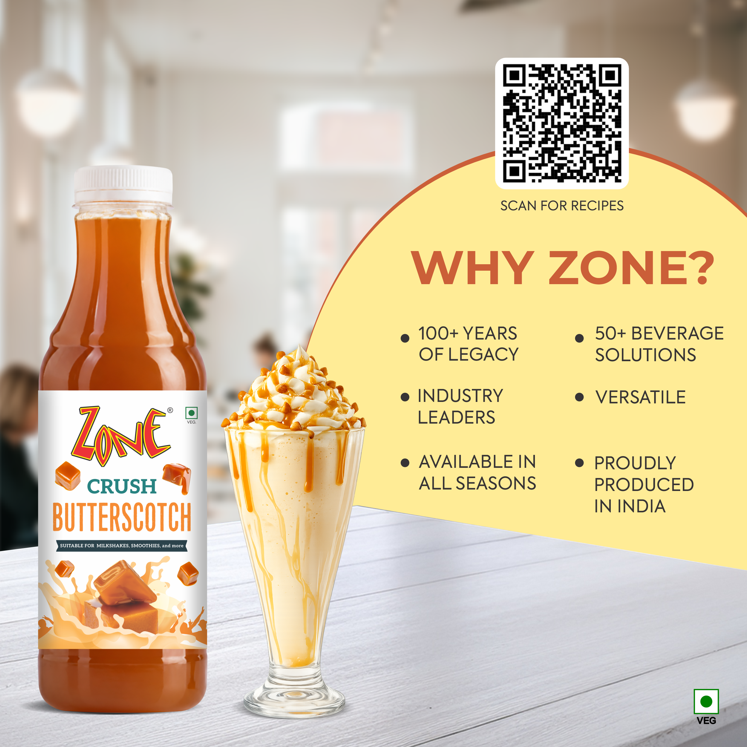 Zone Butterscotch Flavoured Crush 750ml