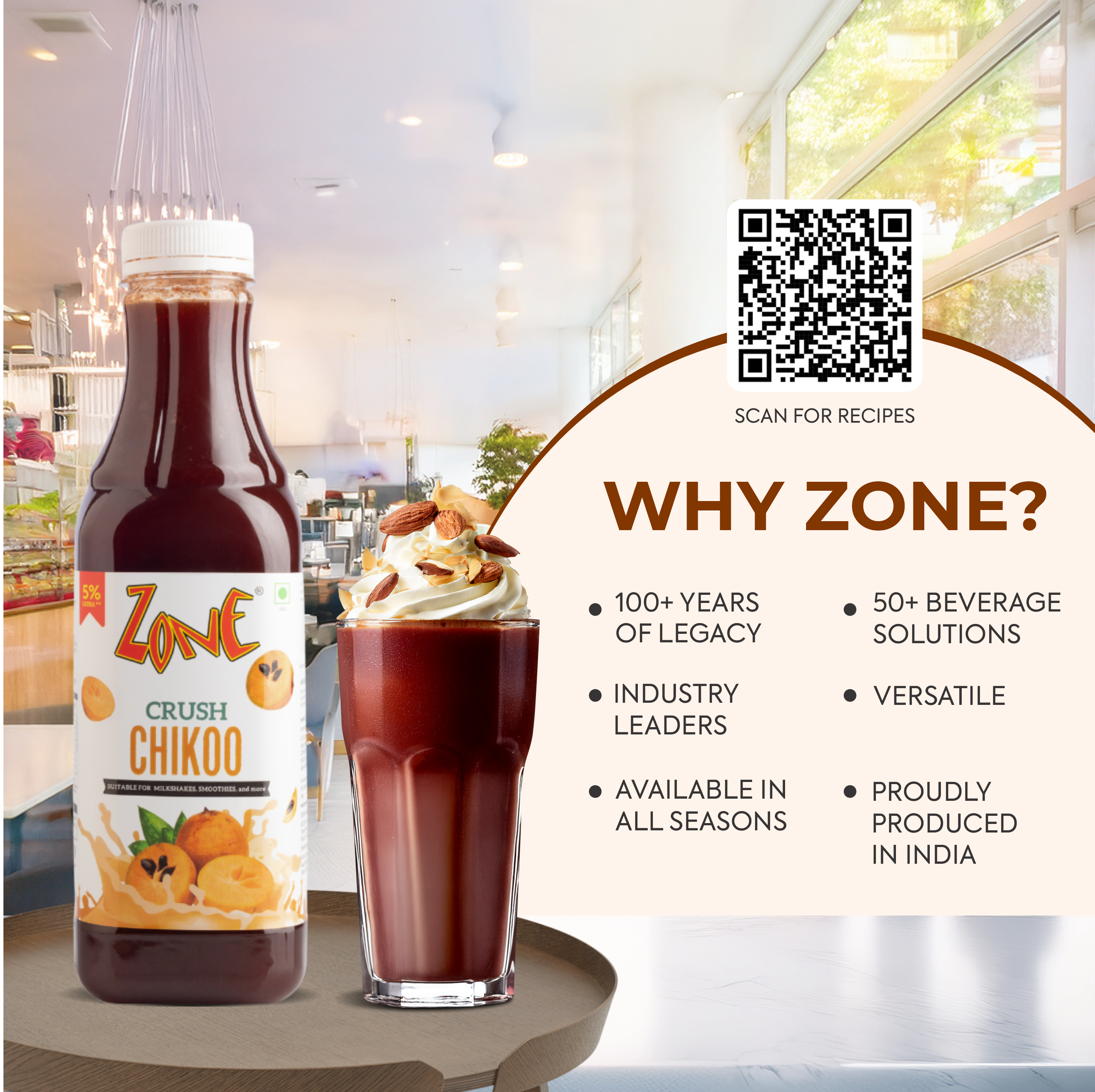 Zone Chikoo Flavoured Crush 750ml