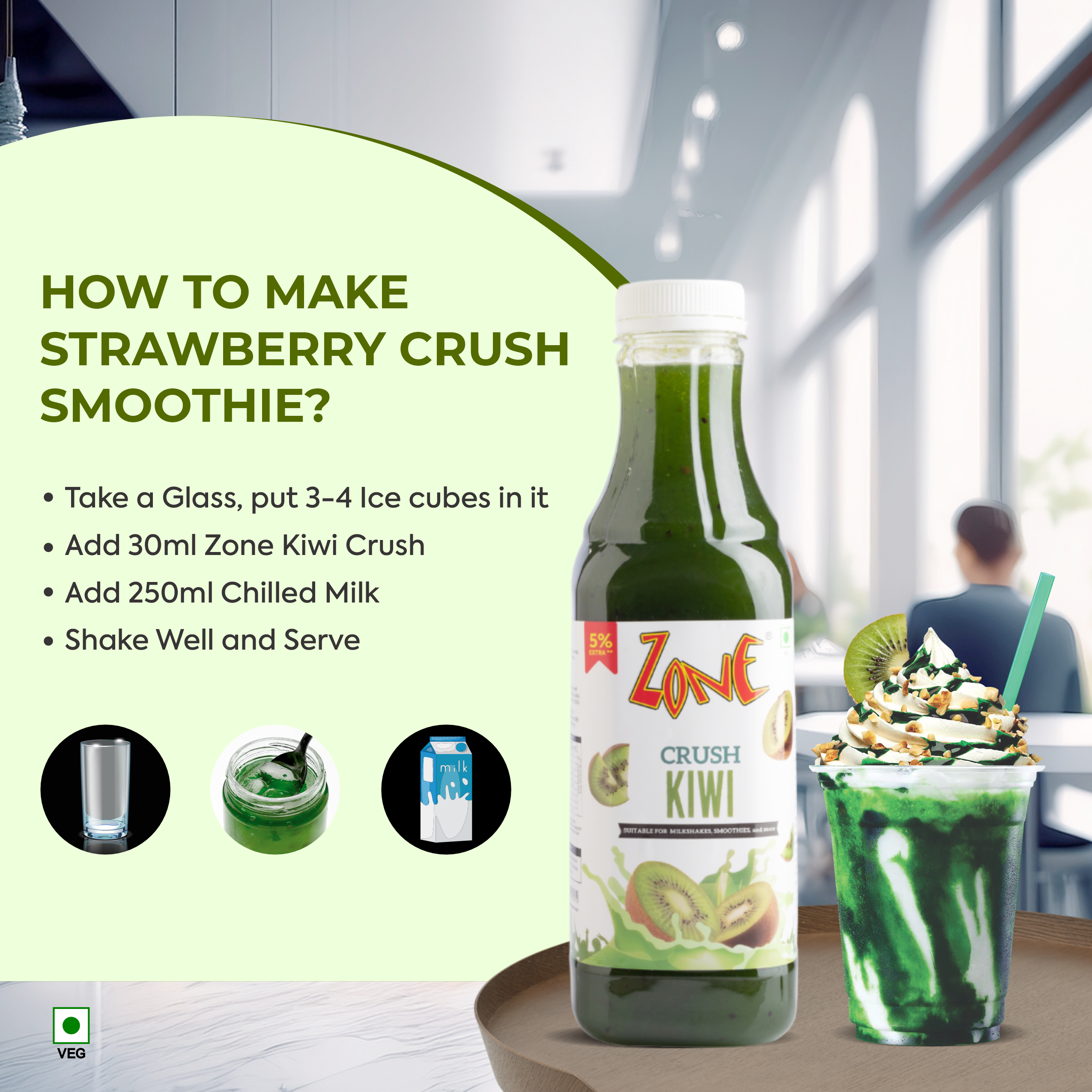 Zone Kiwi Flavoured Crush 750ml