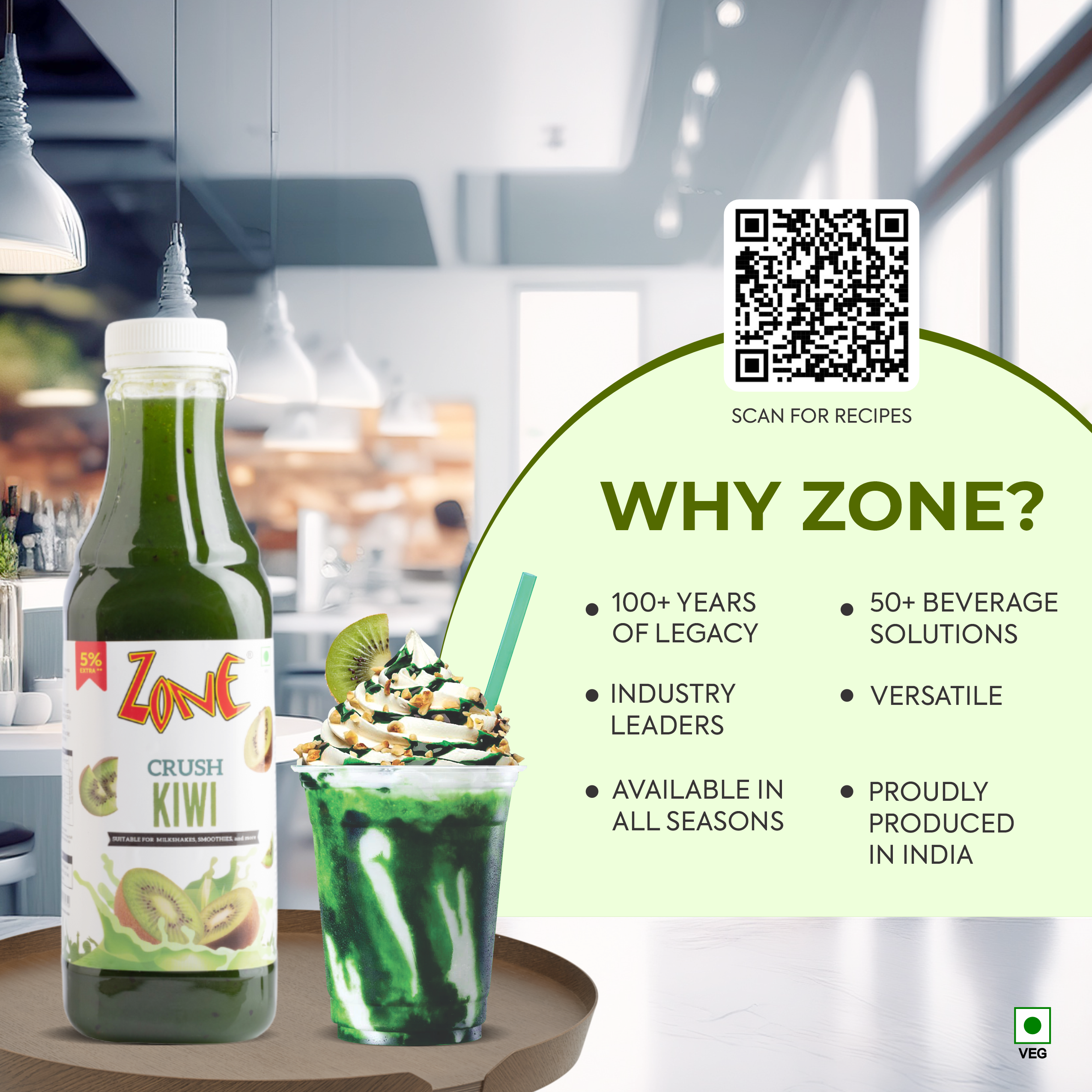 Zone Kiwi Flavoured Crush 750ml