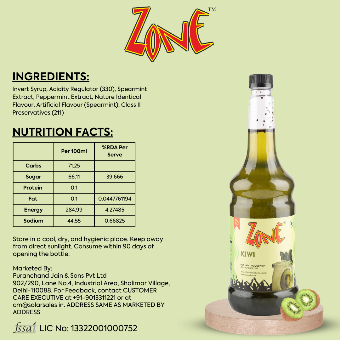 Zone Kiwi Flavoured Syrup