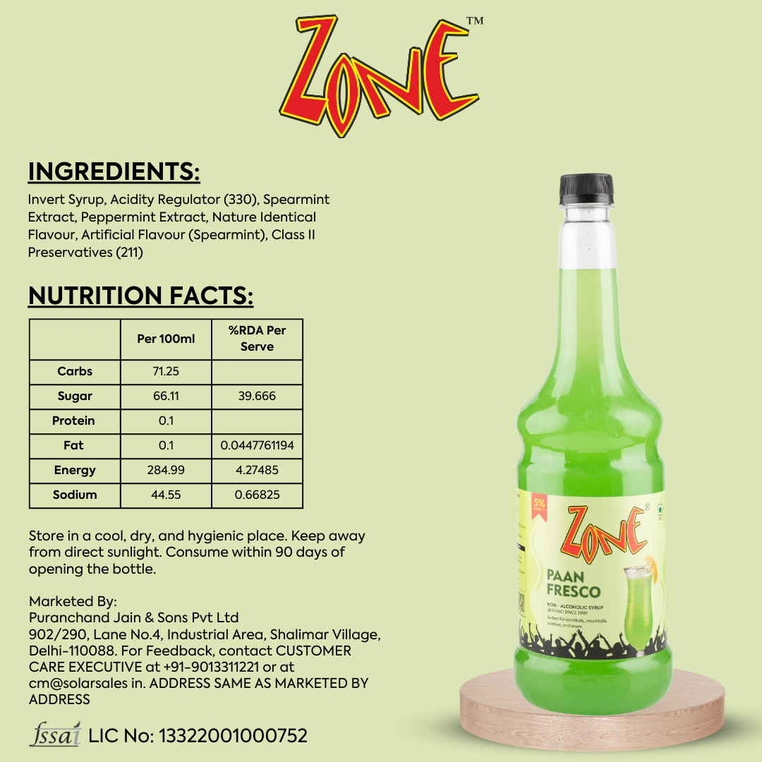 Zone Paan Fresco Flavoured Syrup