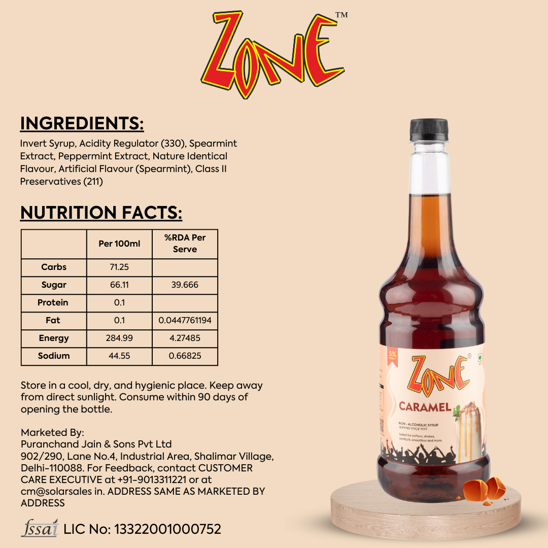 Zone Caramel Flavoured Syrup
