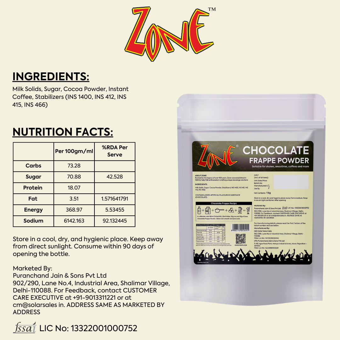 Zone Chocolate Frappe Powder