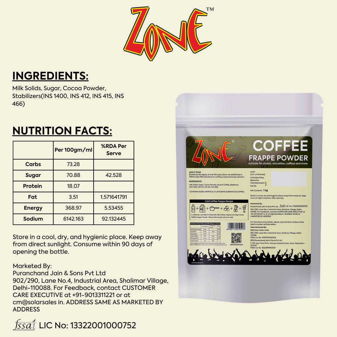 Zone Coffee Frappe Powder