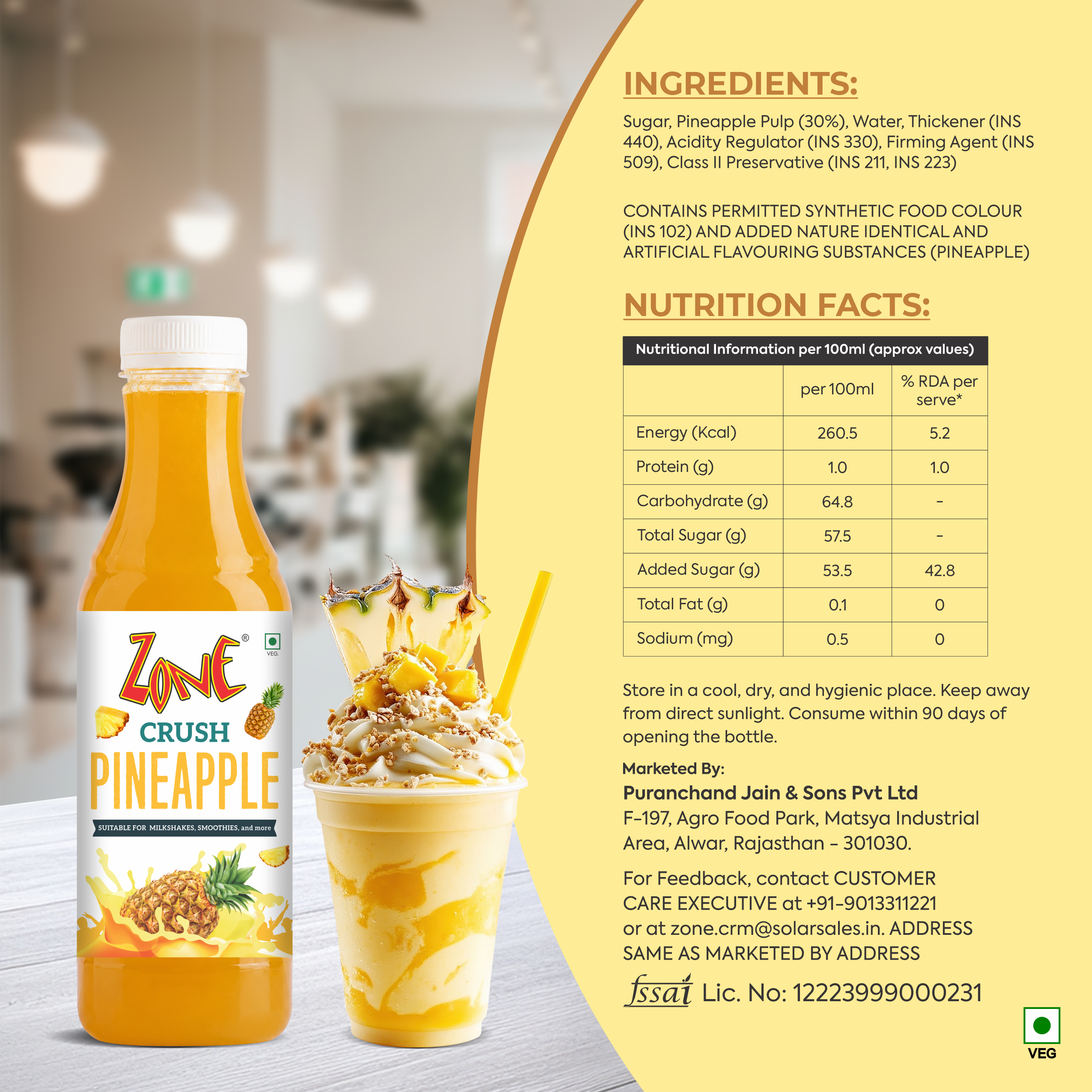 Zone Pineapple Flavoured Crush 750ml