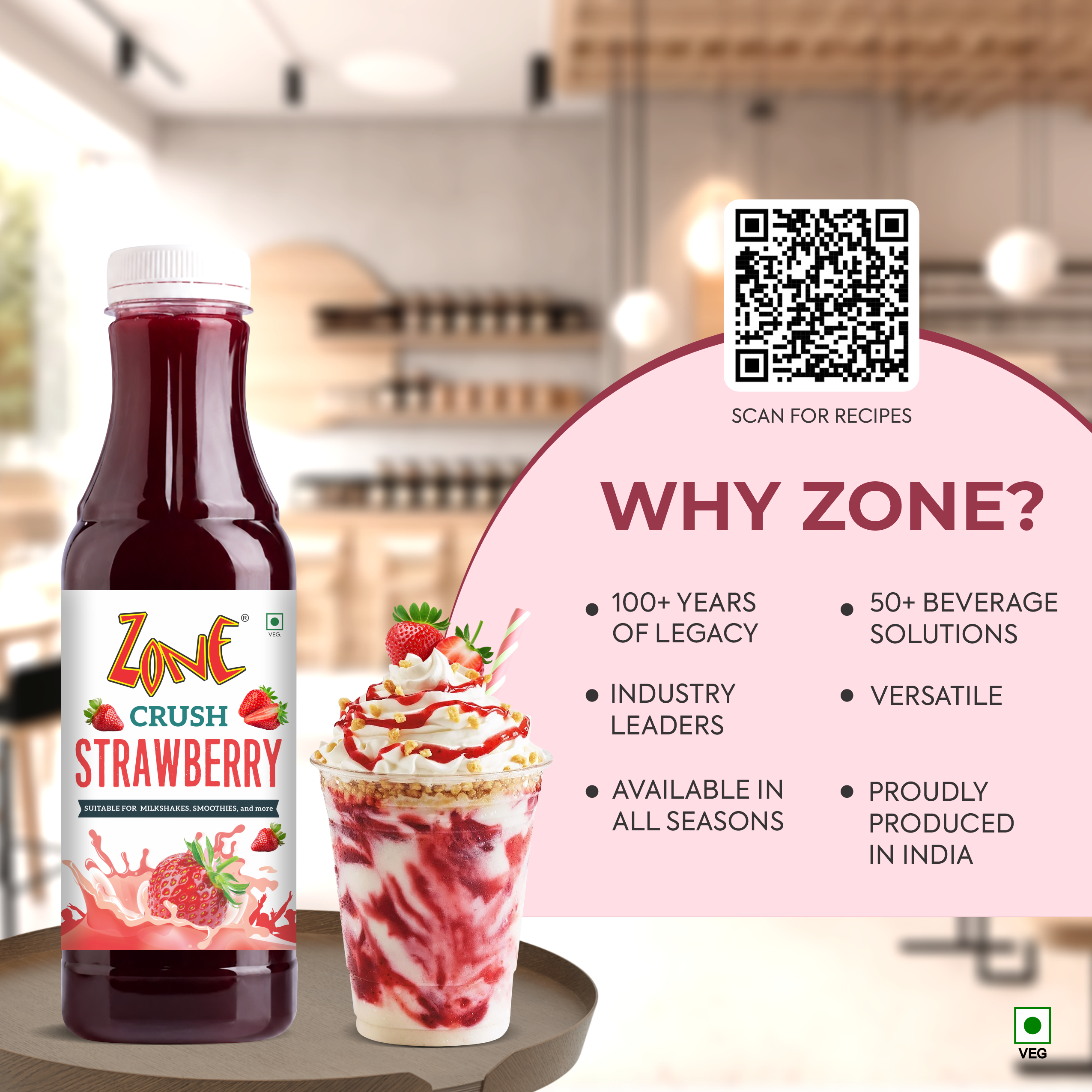 Zone Strawberry Flavoured Crush 750ml