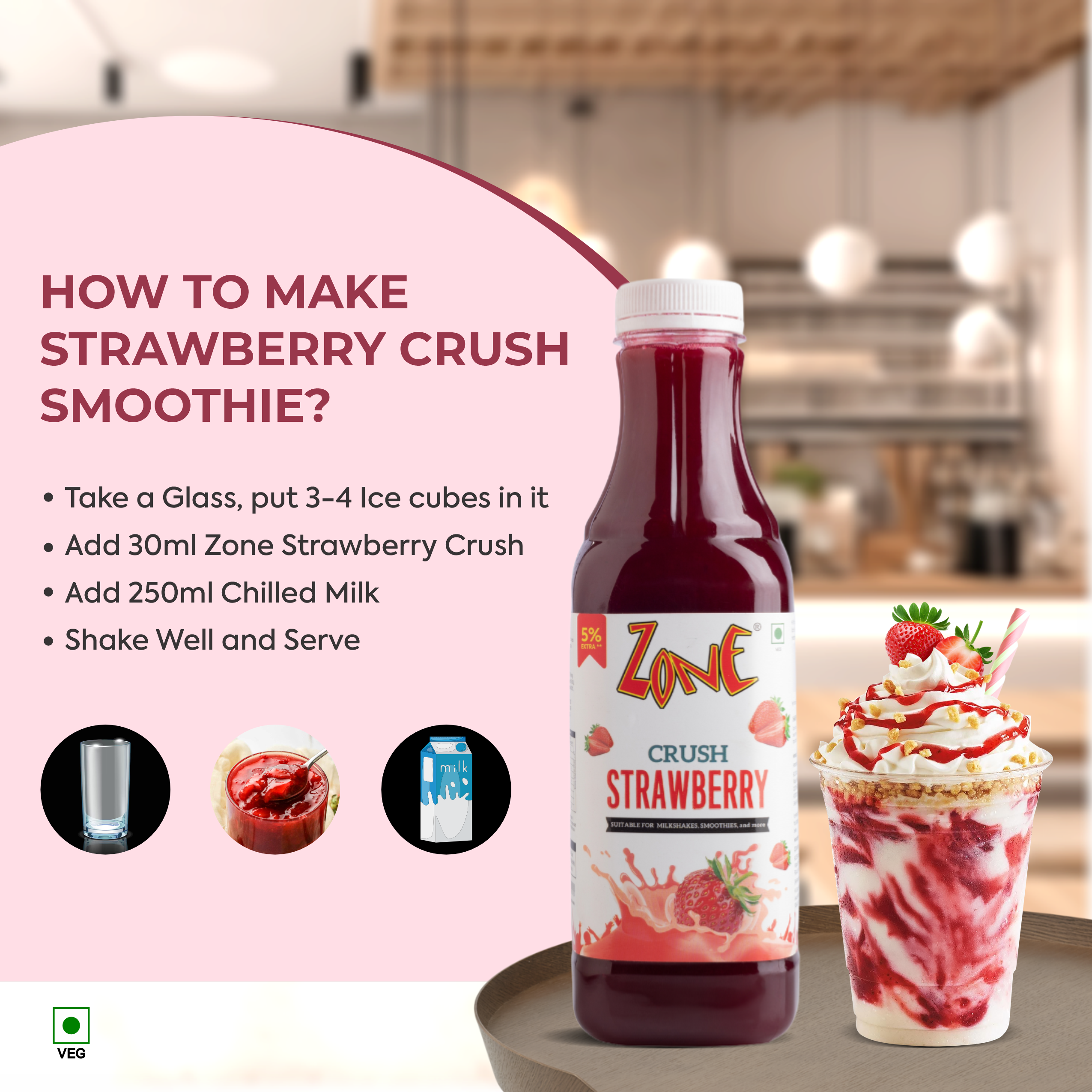 Zone Strawberry Flavoured Crush 750ml