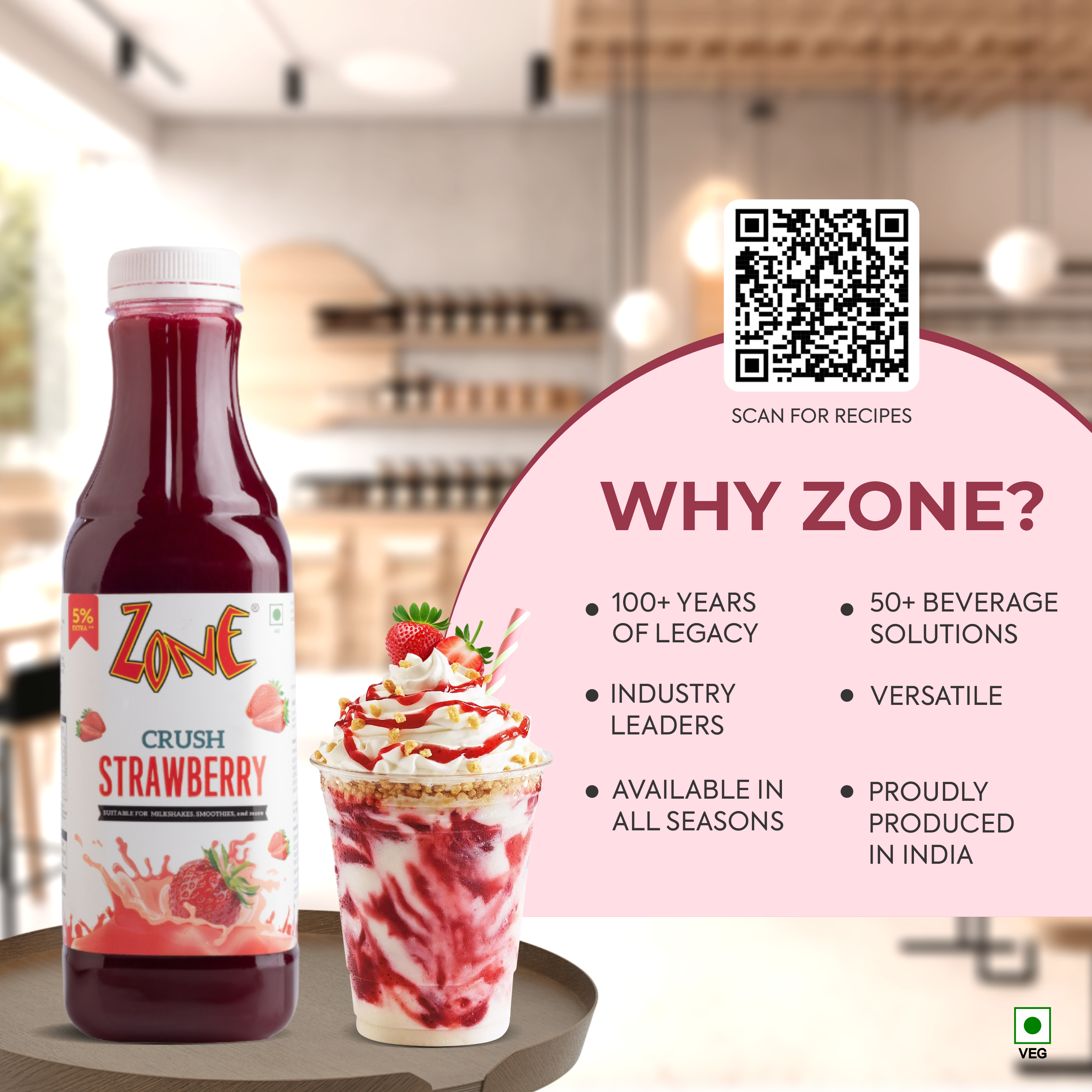 Zone Strawberry Flavoured Crush 750ml