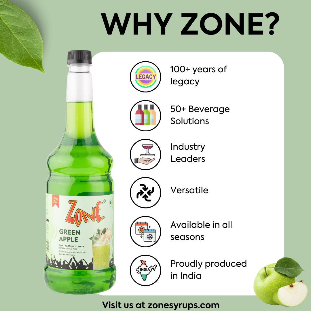 Zone Green Apple Flavoured Syrup 1050ml