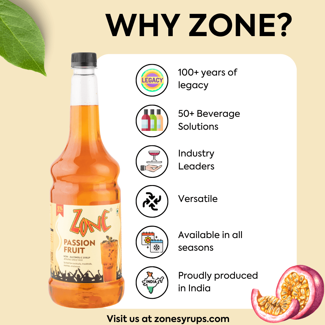 Zone Passion Fruit Flavoured Syrup 1000ml