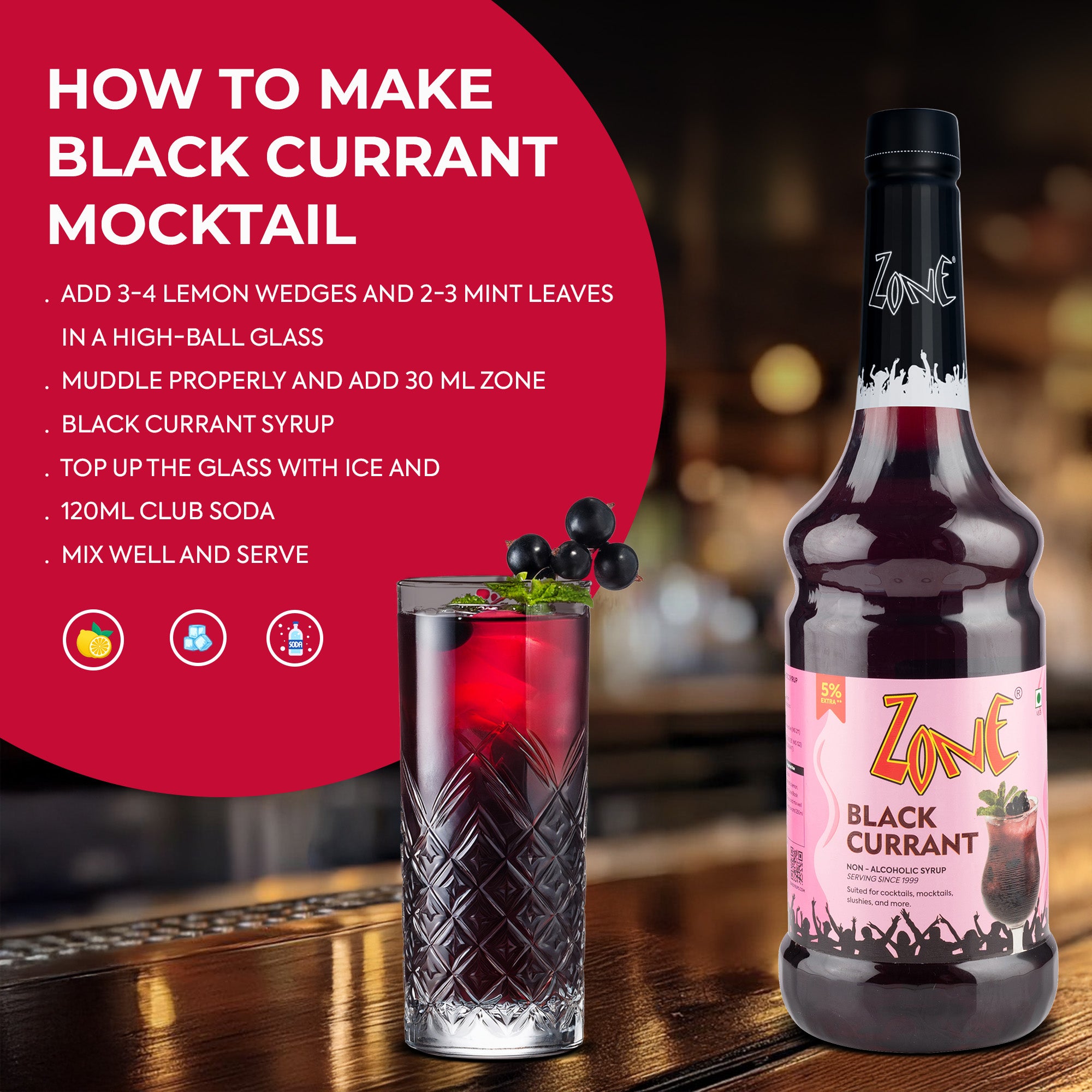 Zone Black Currant Flavoured Syrup 1000ml