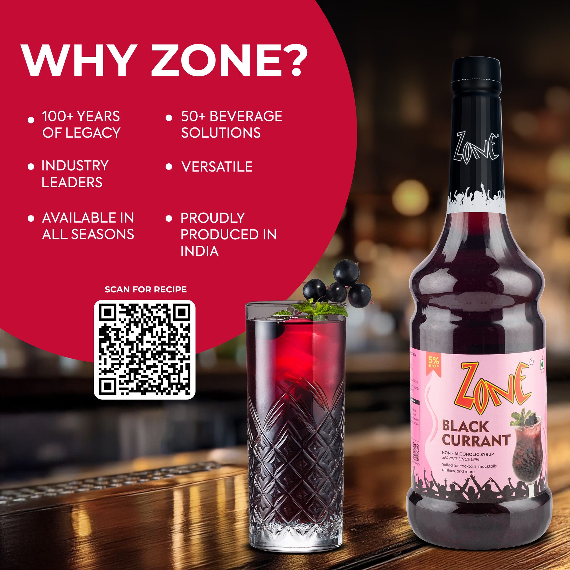 Zone Black Currant Flavoured Syrup 1000ml