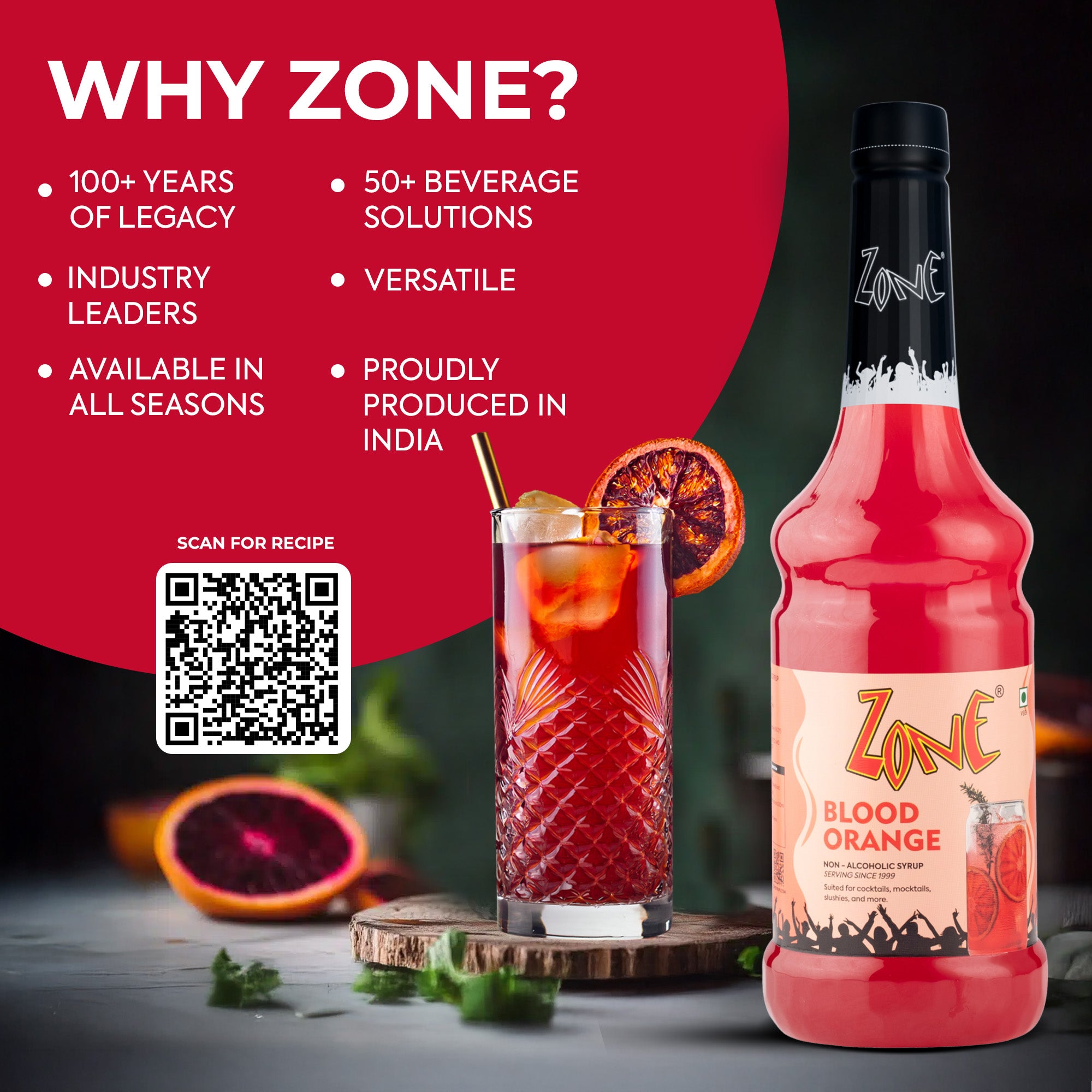 Zone Blood Orange Flavoured Syrup 1000ml