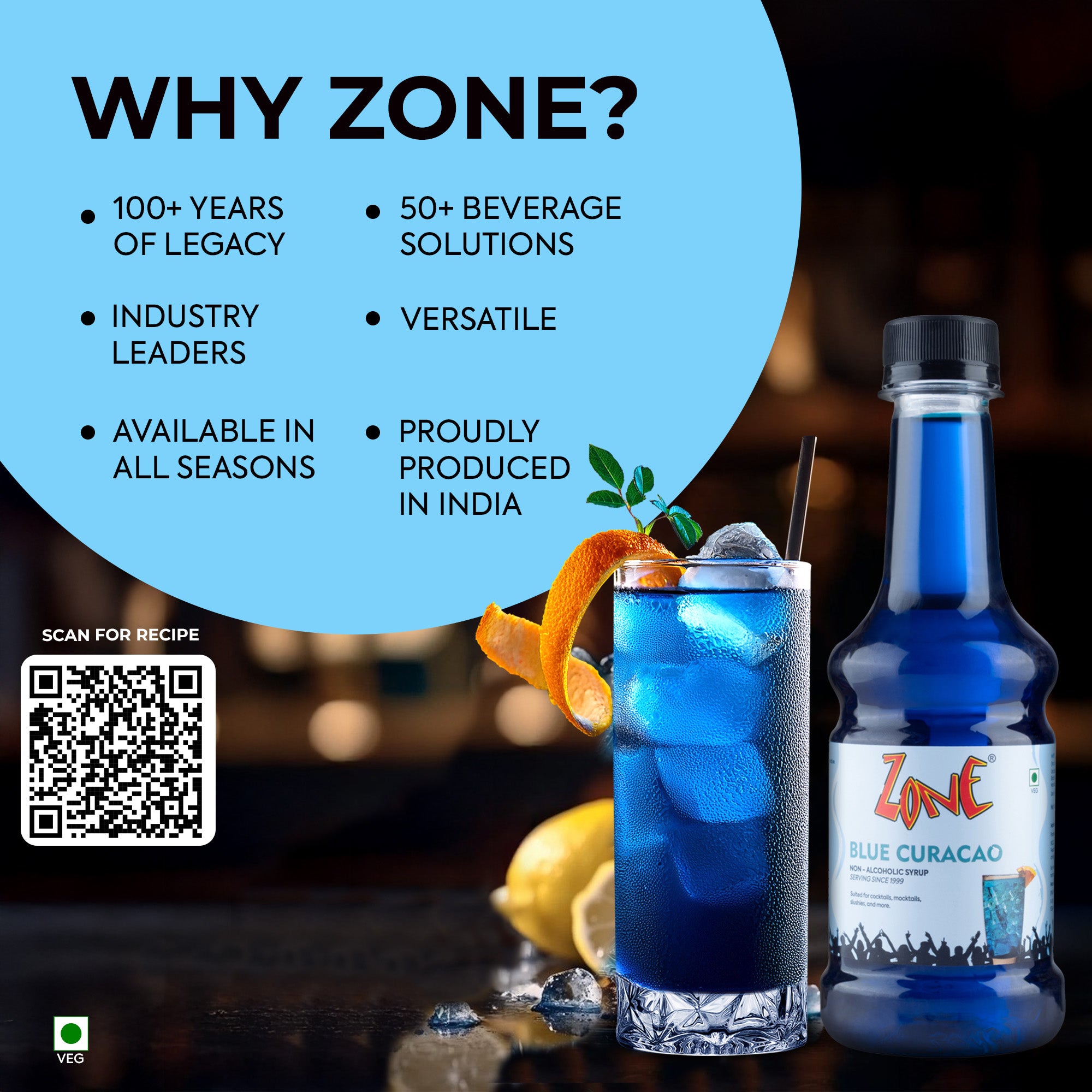 Zone Blue Curacao Bar Syrup (300ml)