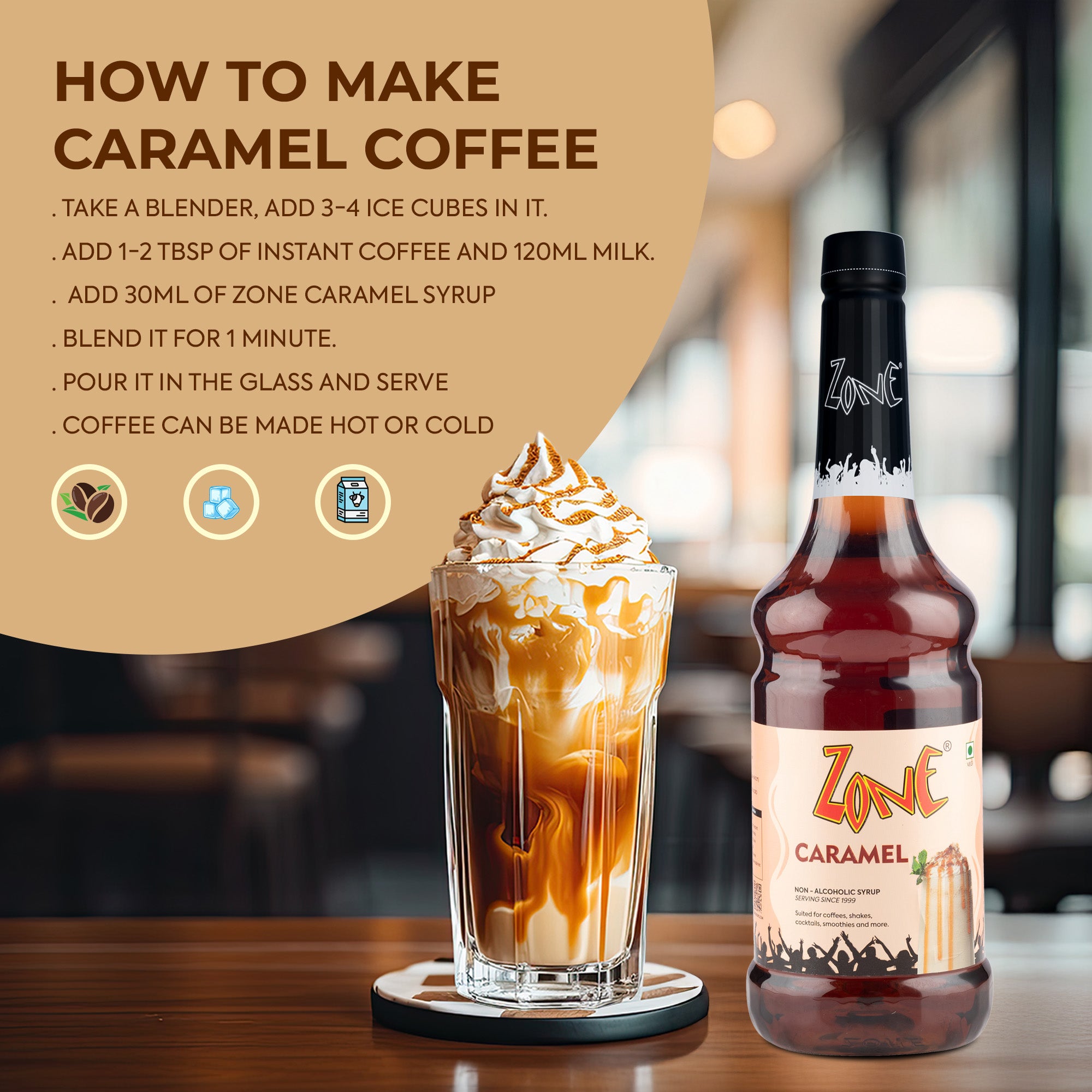 Zone Caramel Flavoured Syrup 1000ml