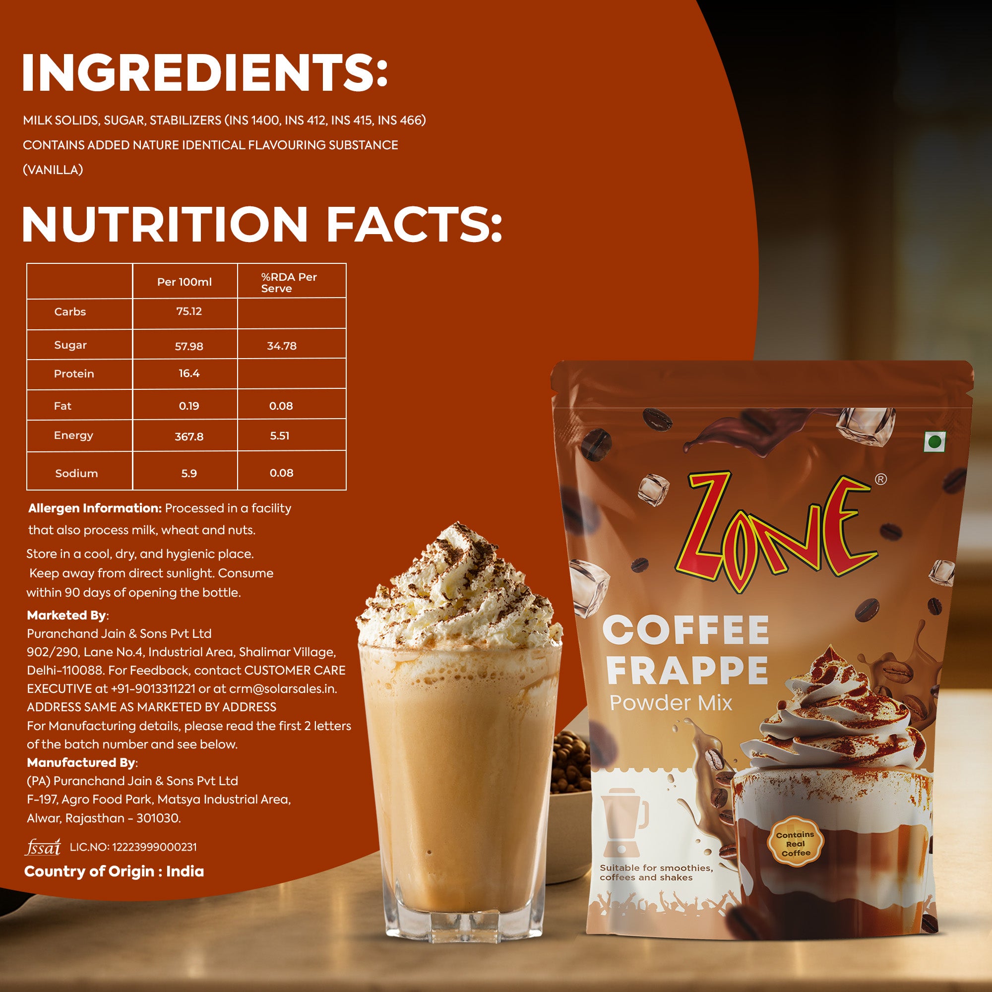 Zone Coffee Frappe Powder 1kg