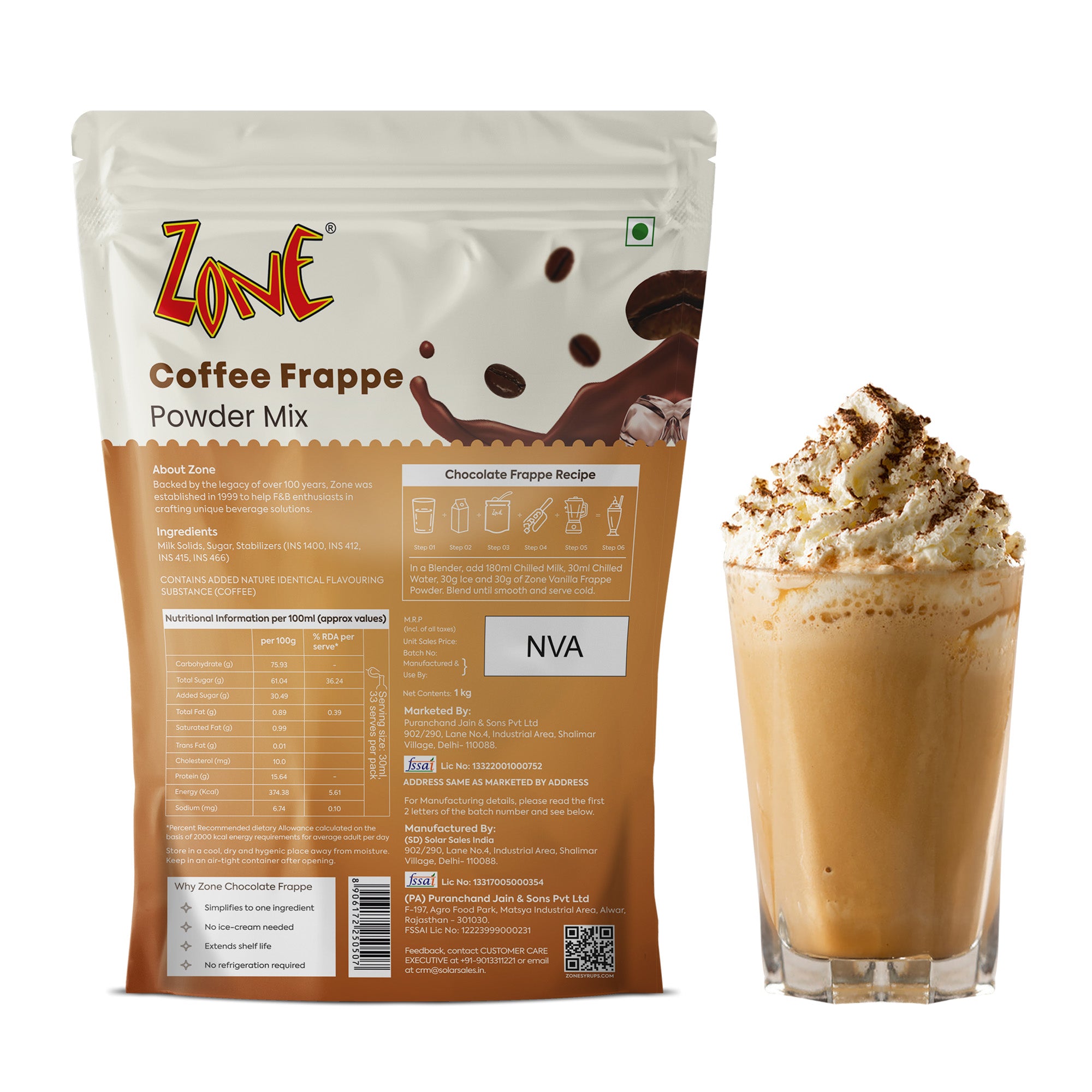Zone Coffee Frappe Powder 1kg