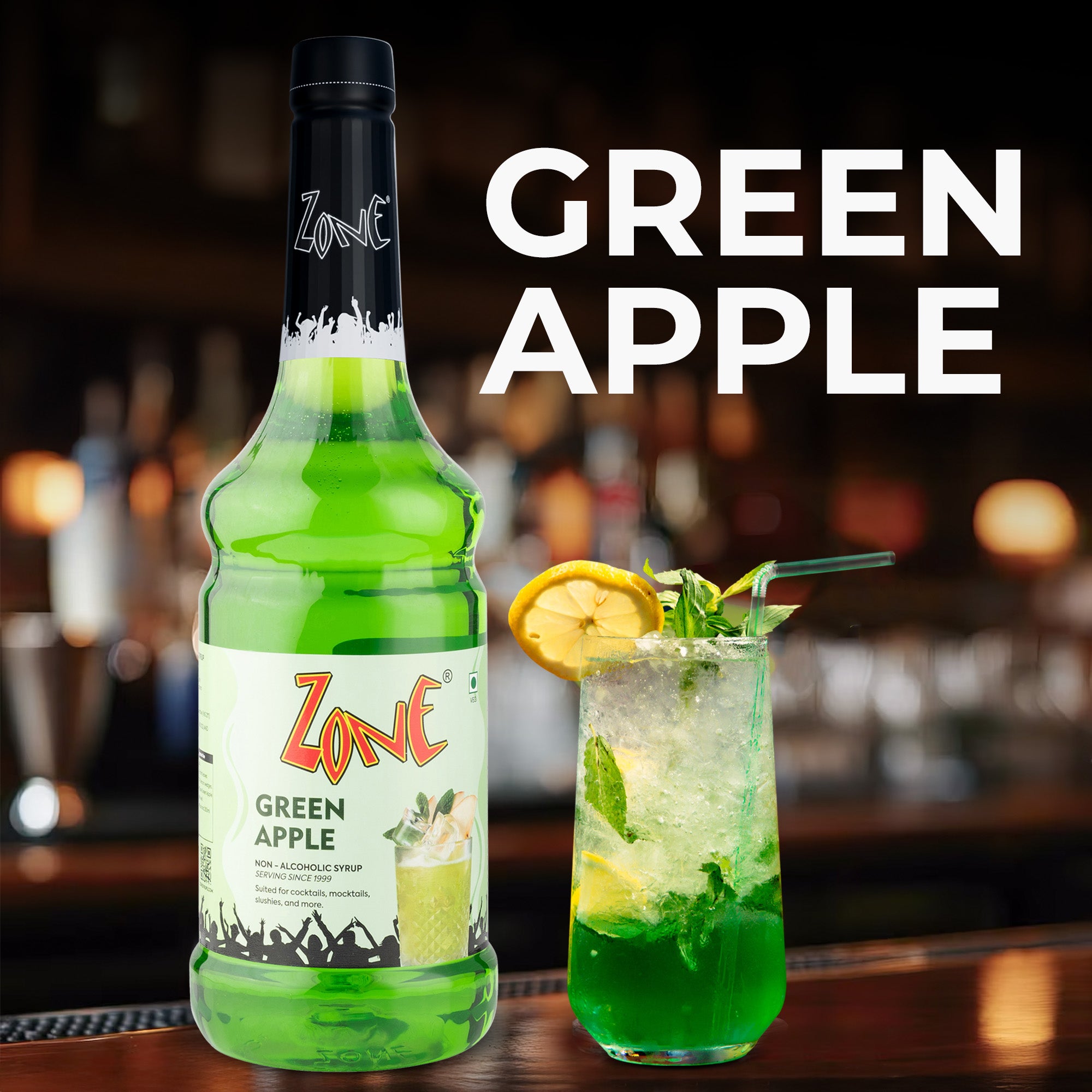Zone Green Apple Flavoured Syrup 1000ml