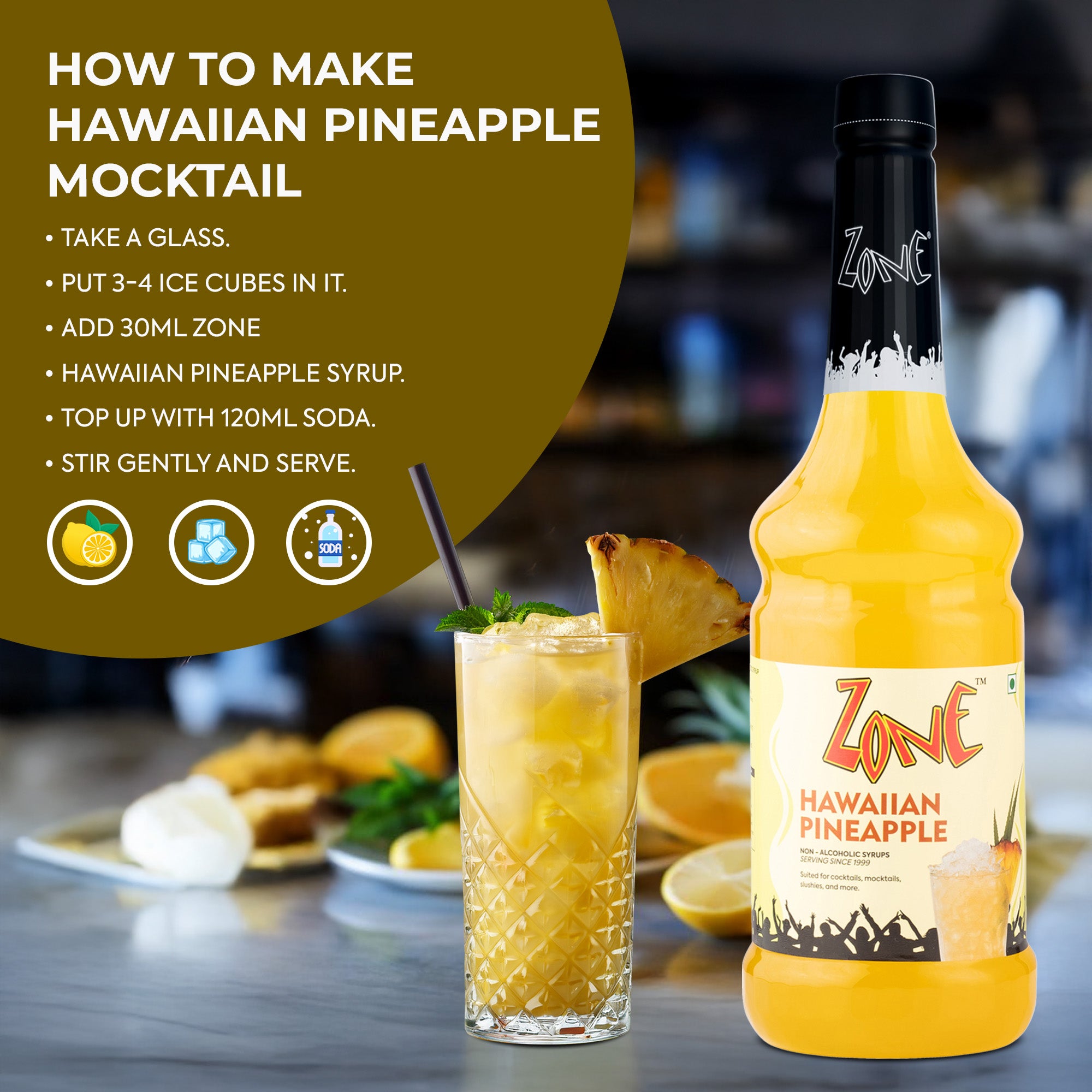 Zone Hawaiian Pineapple Flavoured Syrup 1000ml