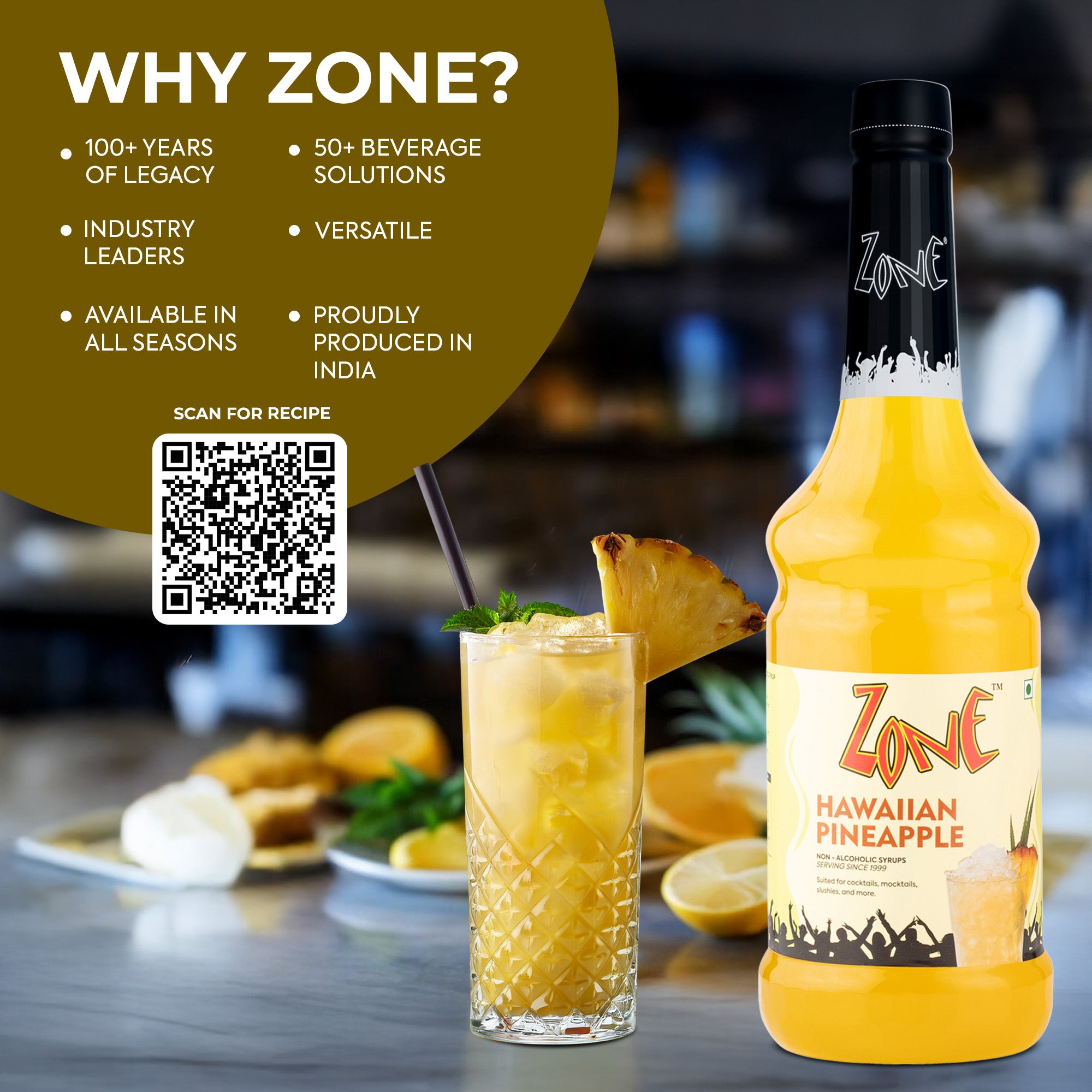 Zone Hawaiian Pineapple Flavoured Syrup 1000ml