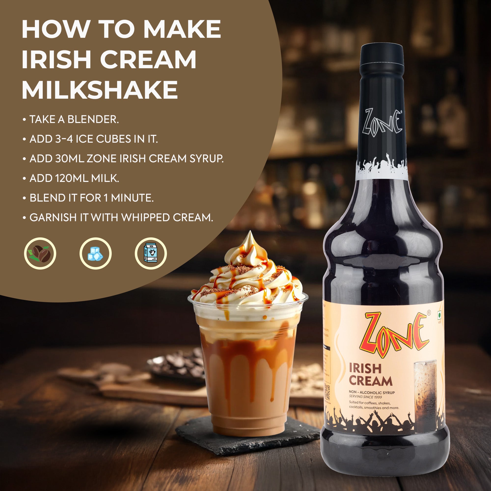 Zone Irish Cream Flavoured Syrup 1000ml