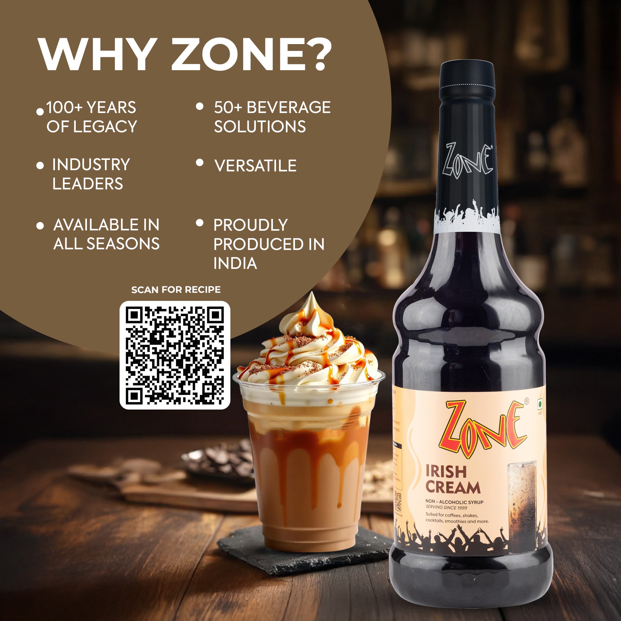 Zone Irish Cream Flavoured Syrup 1000ml