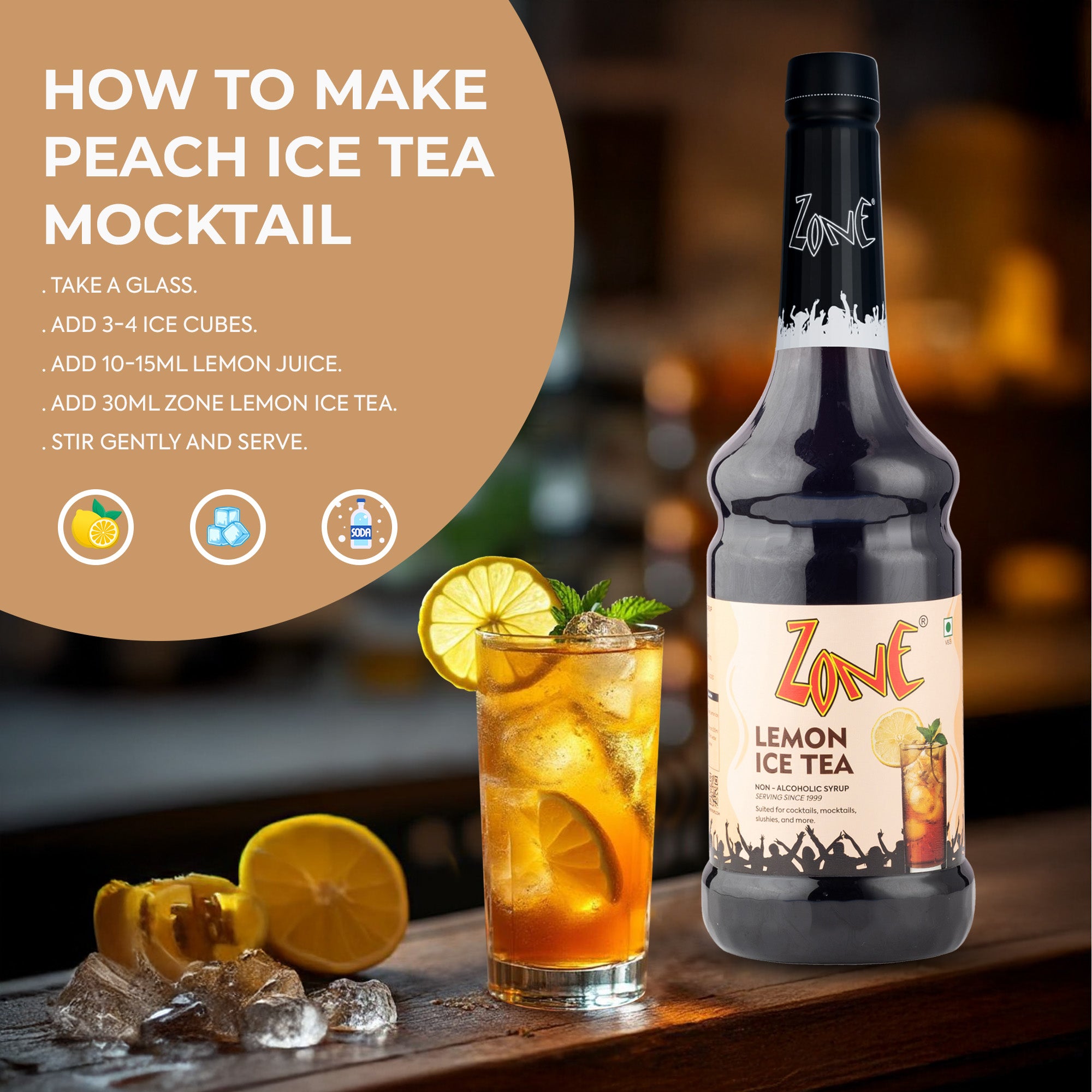 Zone Lemon Ice Tea Flavoured Syrup 1000ml