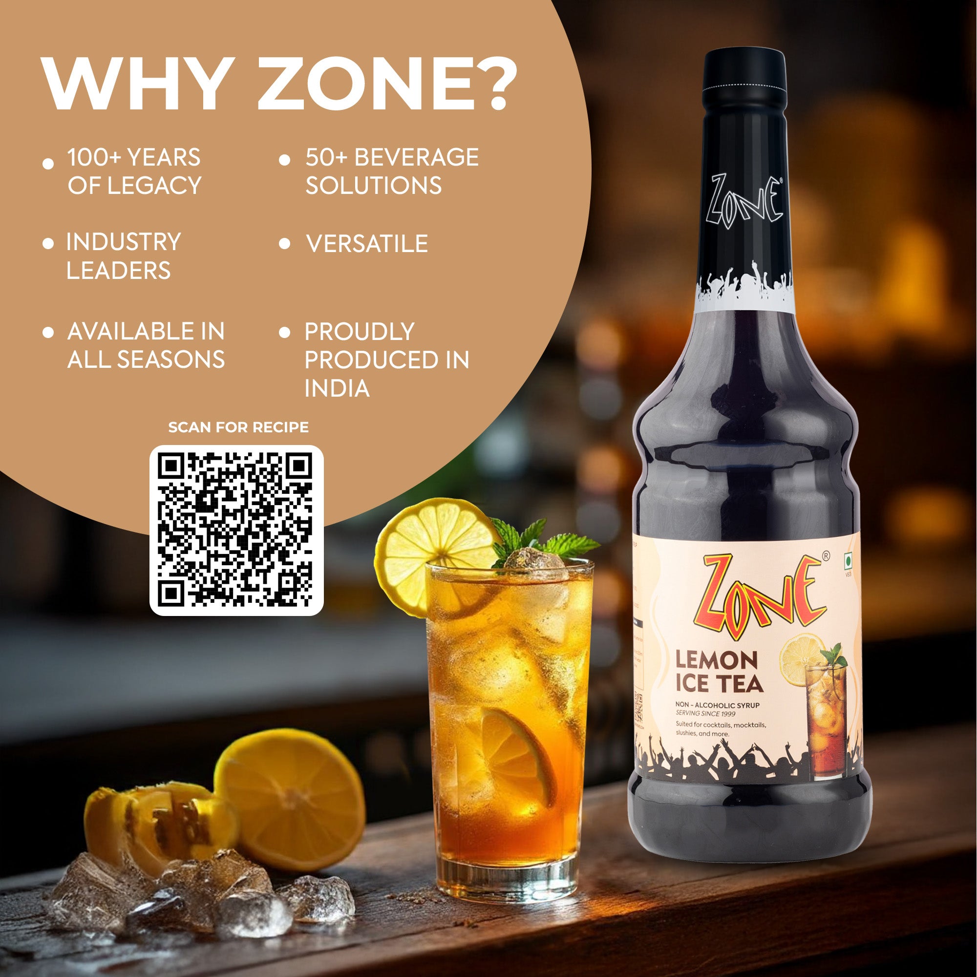 Zone Lemon Ice Tea Flavoured Syrup 1000ml