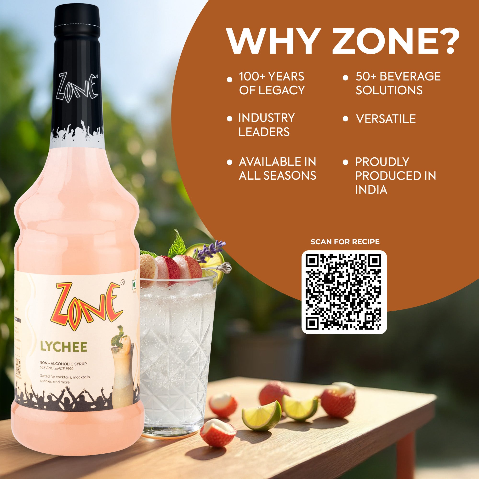 Zone Lychee Flavoured Syrup 1000ml