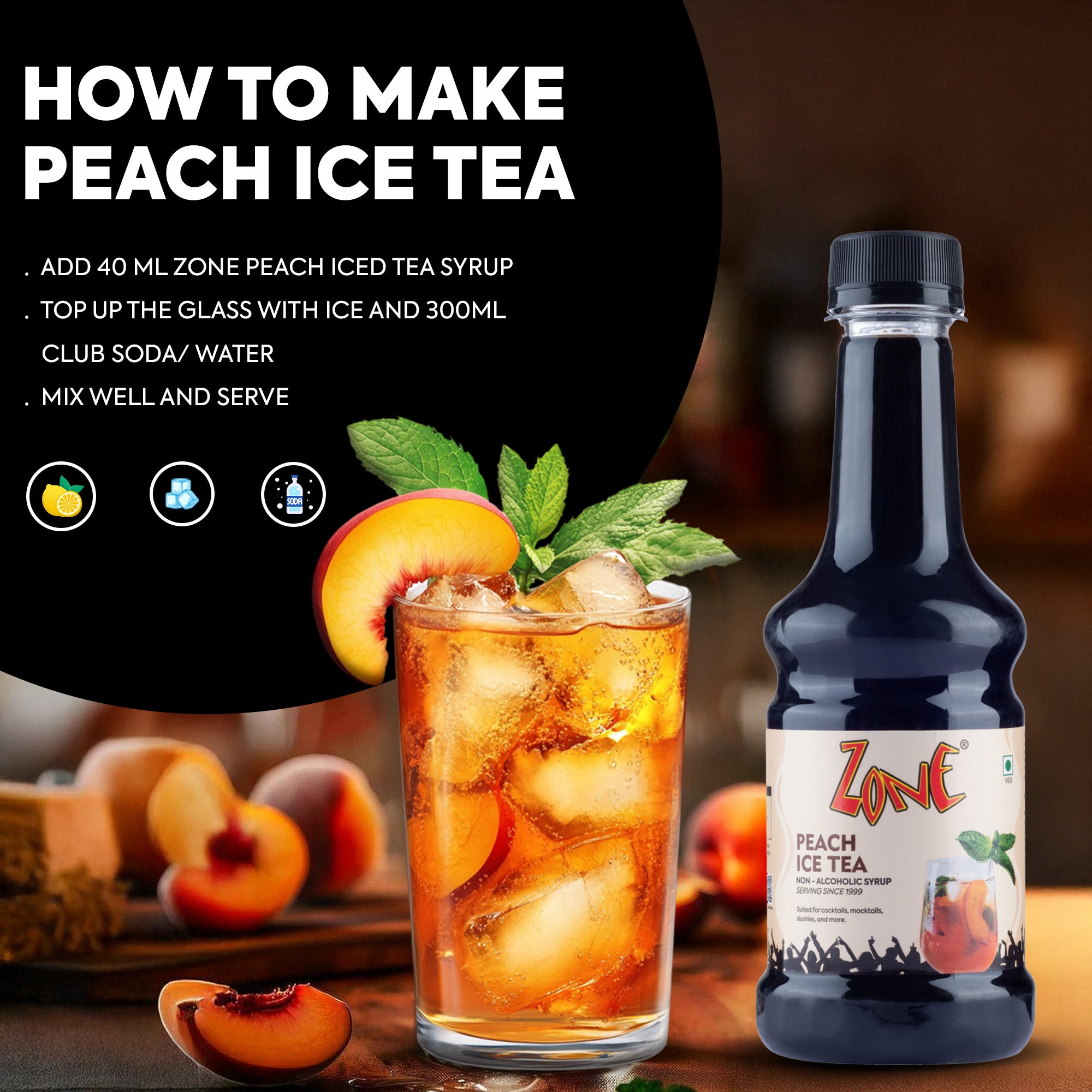 Zone Peach Ice Tea Flavoured Syrup 300ml
