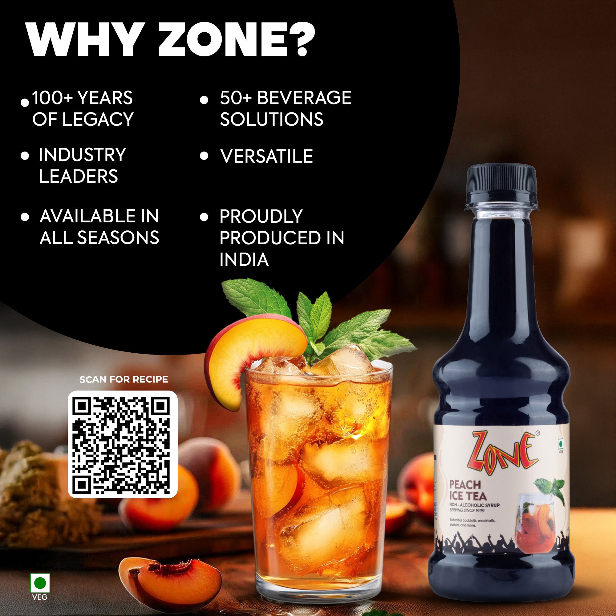 Zone Peach Ice Tea Flavoured Syrup 300ml