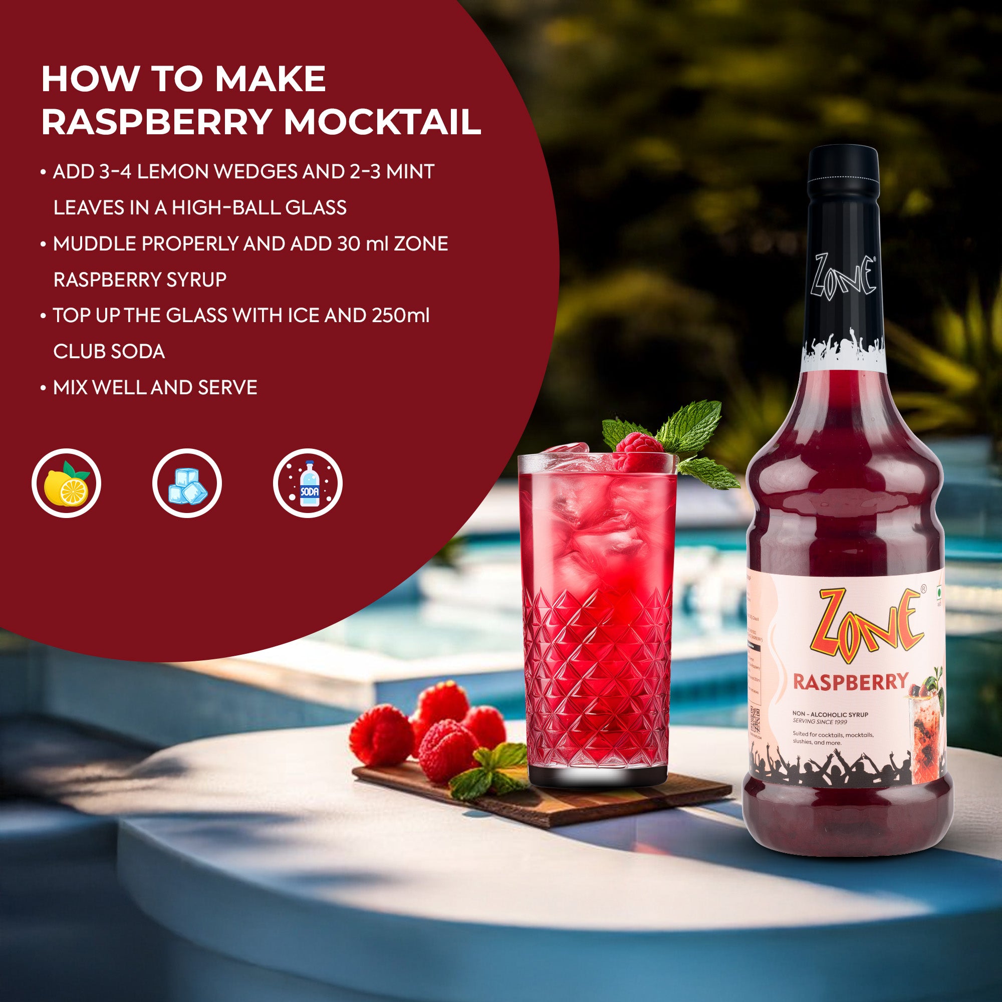 Zone Raspberry Flavoured Syrup 1000ml