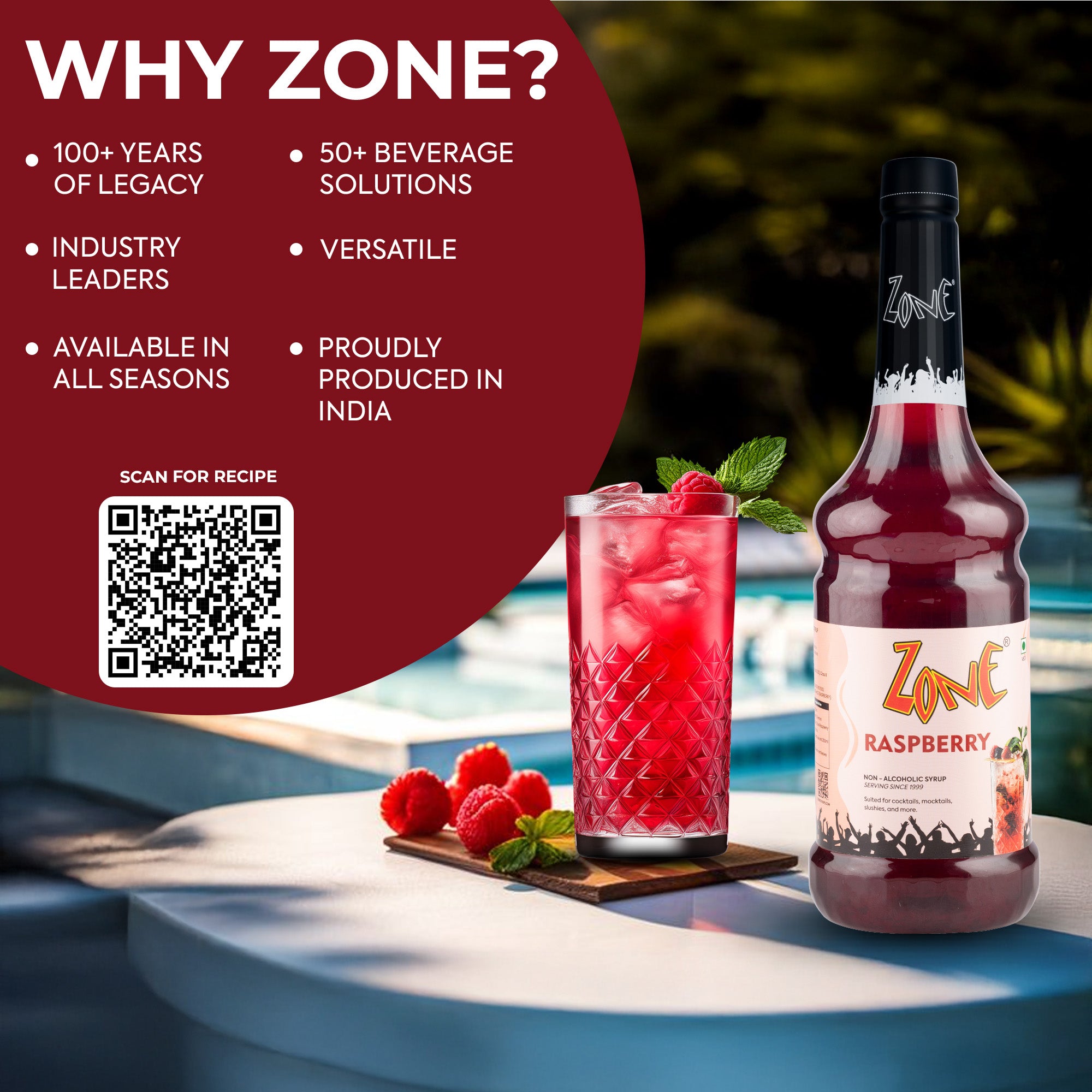 Zone Raspberry Flavoured Syrup 1000ml