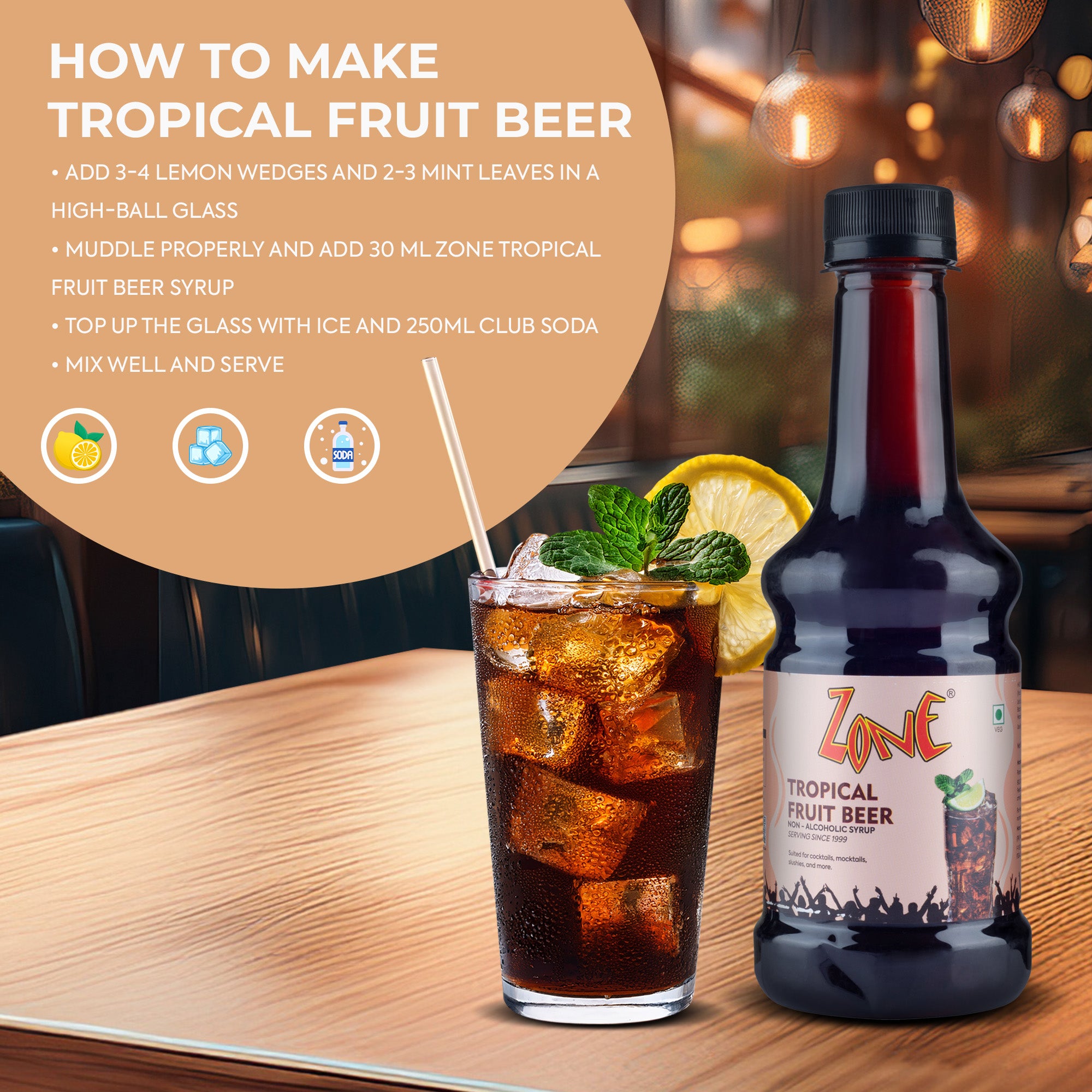 Zone Tropical Fruit Beer Flavoured Syrup 300ml