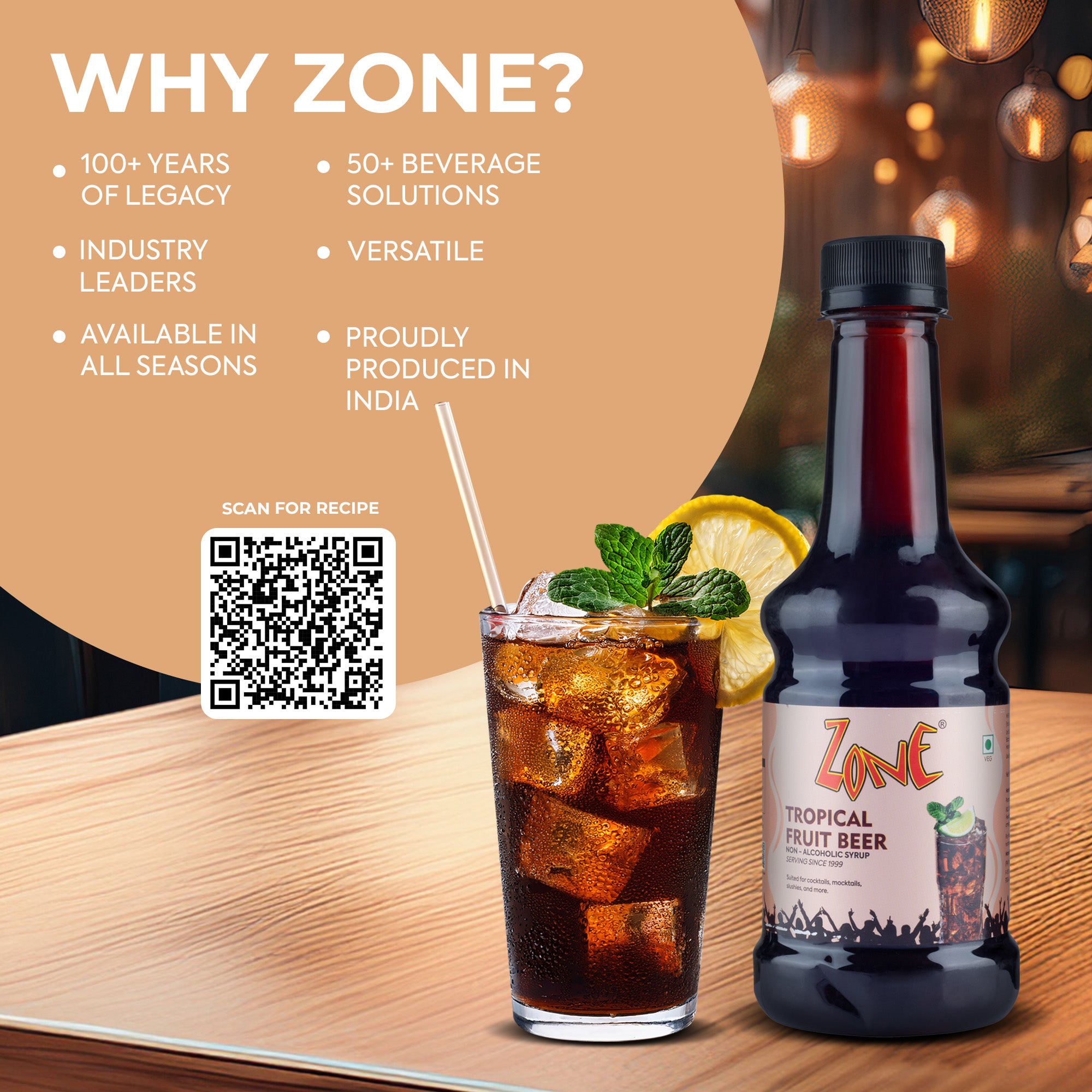 Zone Tropical Fruit Beer Flavoured Syrup 300ml