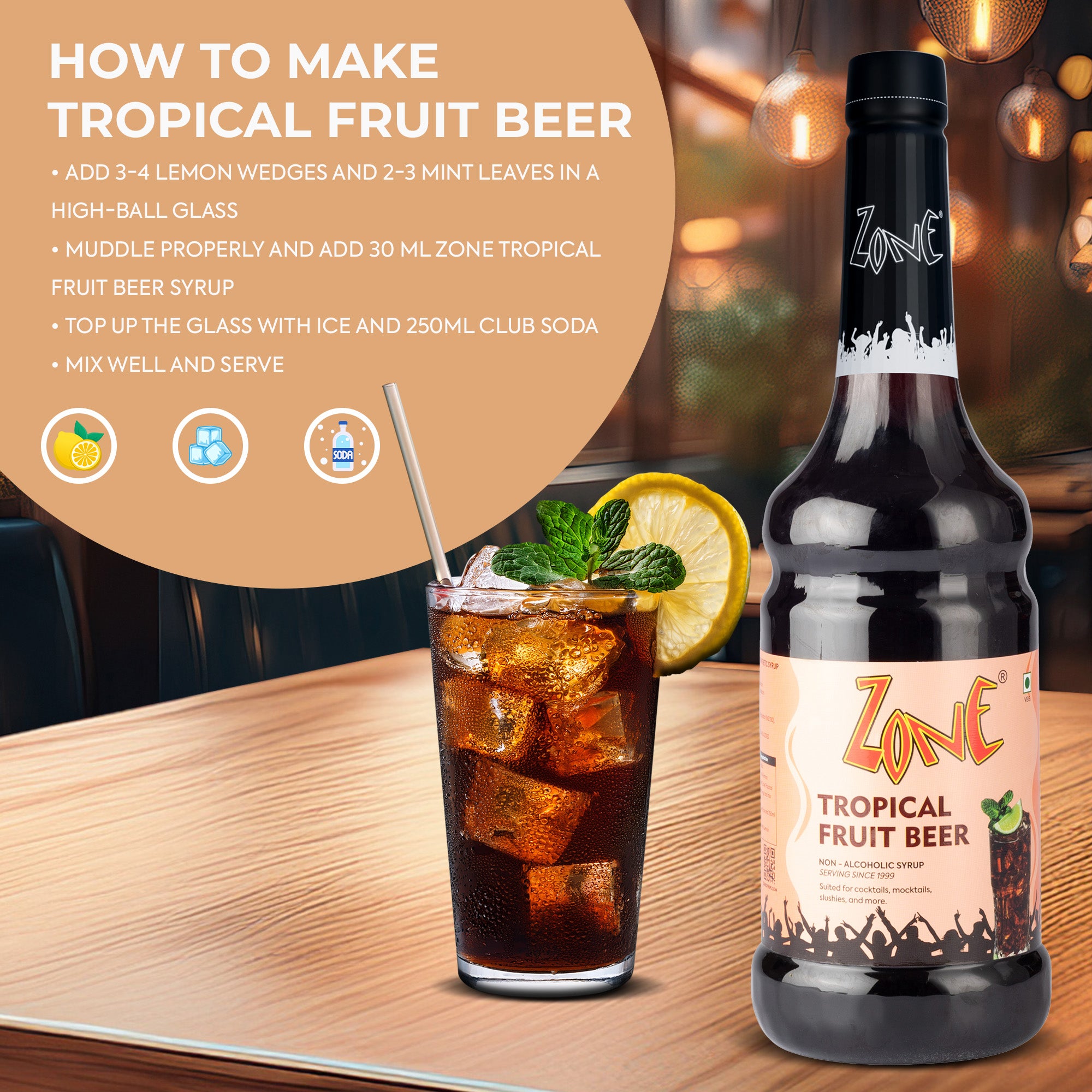 Zone Tropical Fruit Beer Flavoured Syrup 1000ml