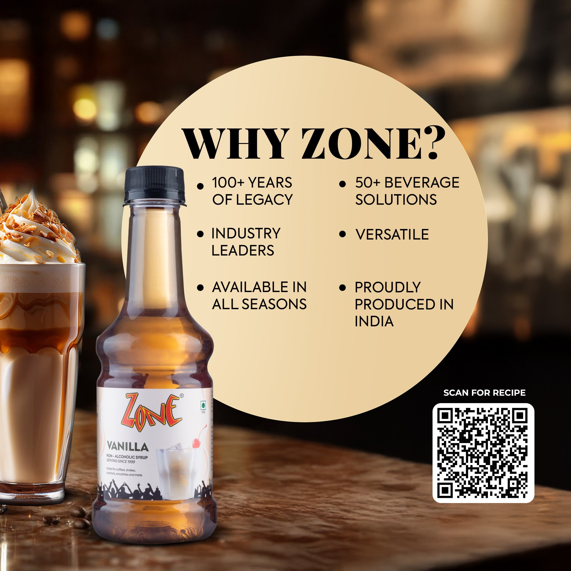 Zone Vanilla Bar Syrup (300ml)