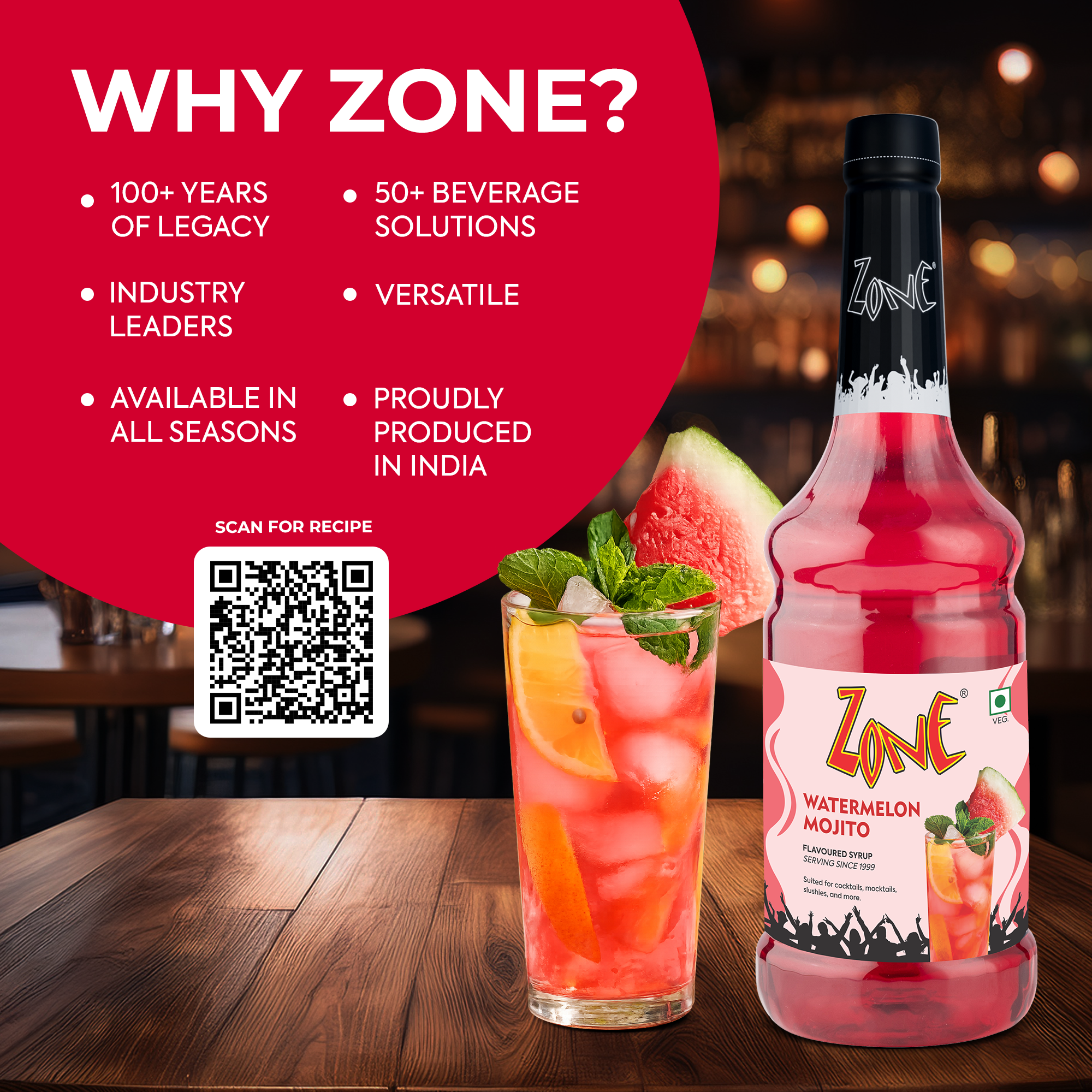 Zone Watermelon Mojito Flavoured Syrup 1000ml