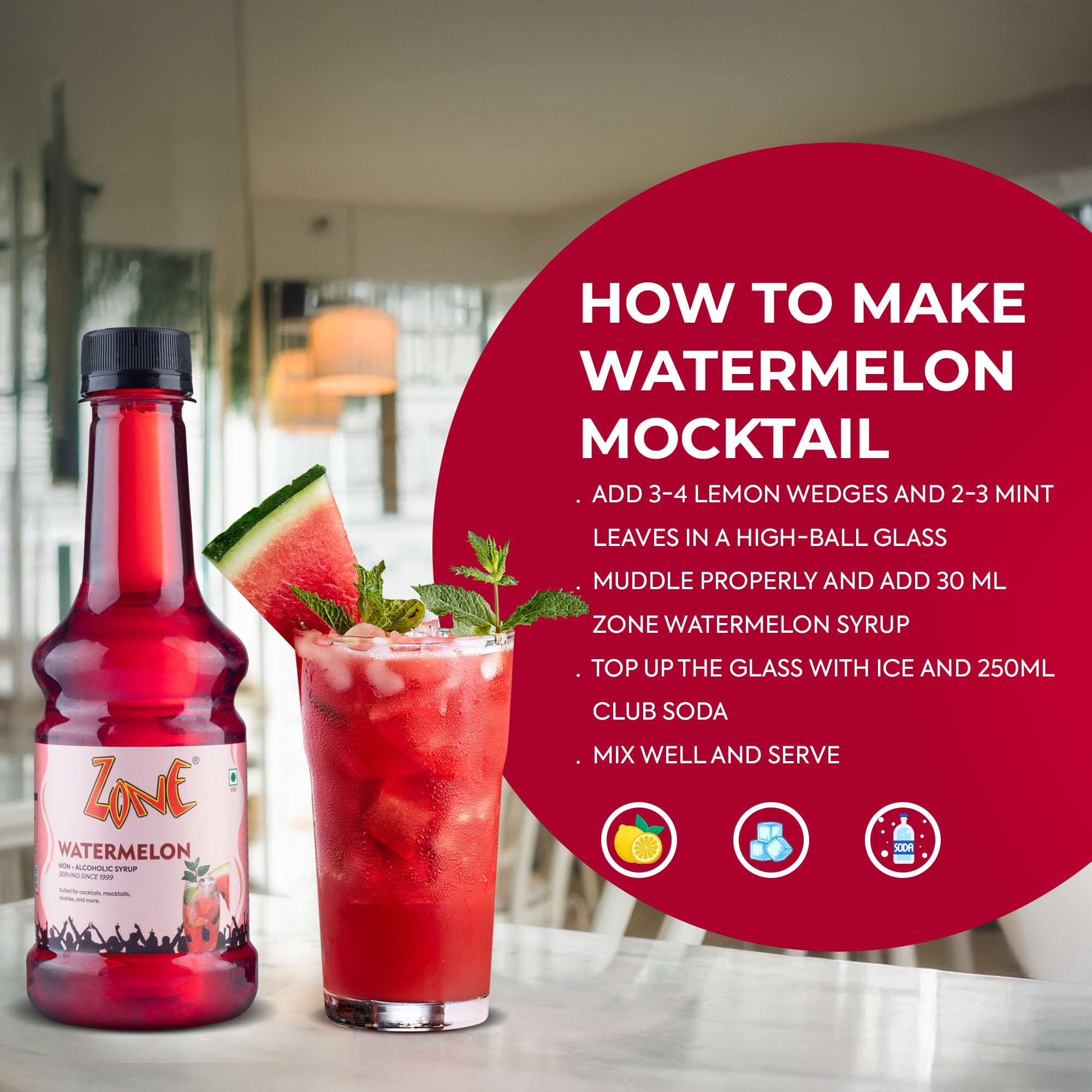 Zone Water Melon Flavoured Syrup 300ml
